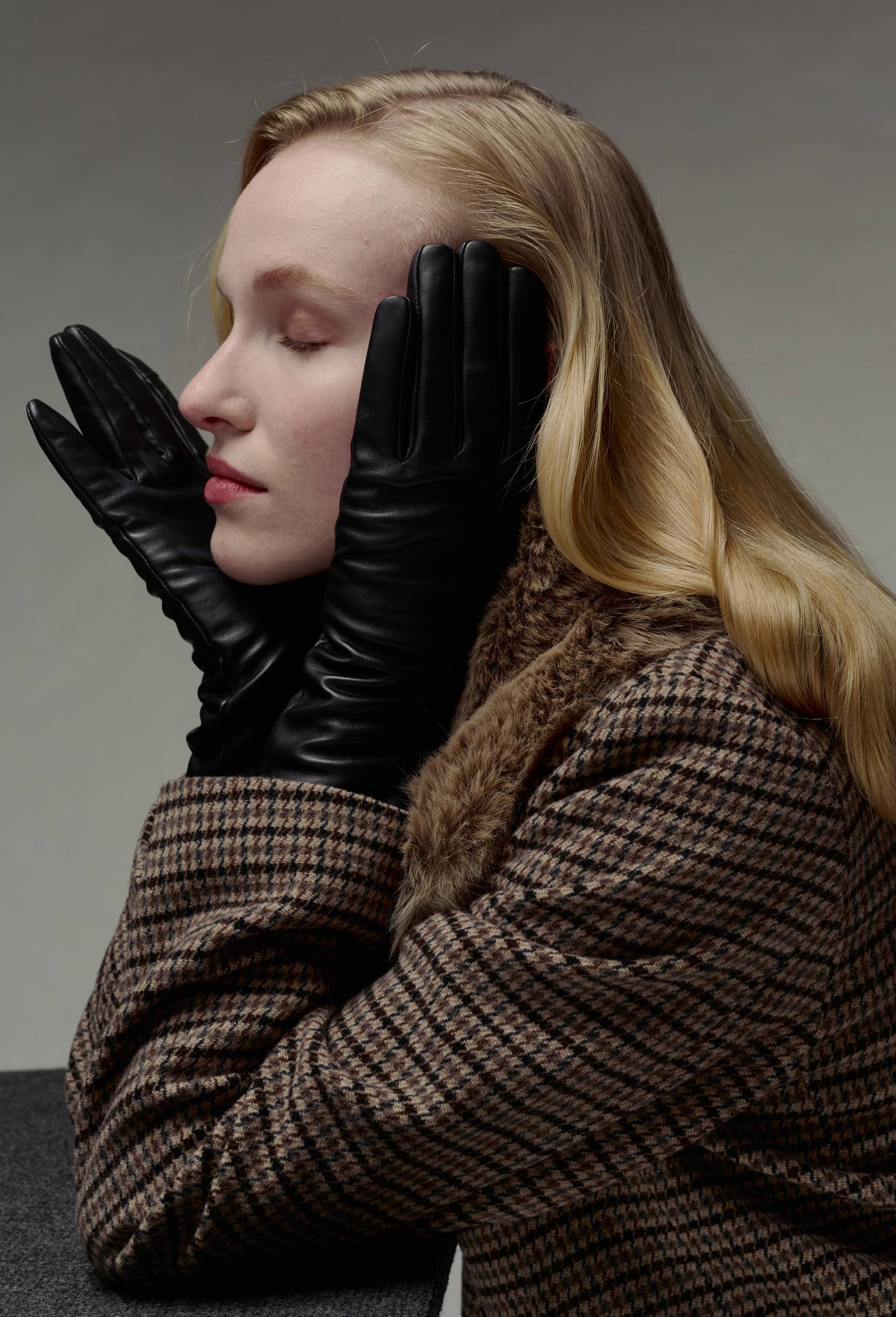 Gants vinyle en cuir, Noir, large image number 0
