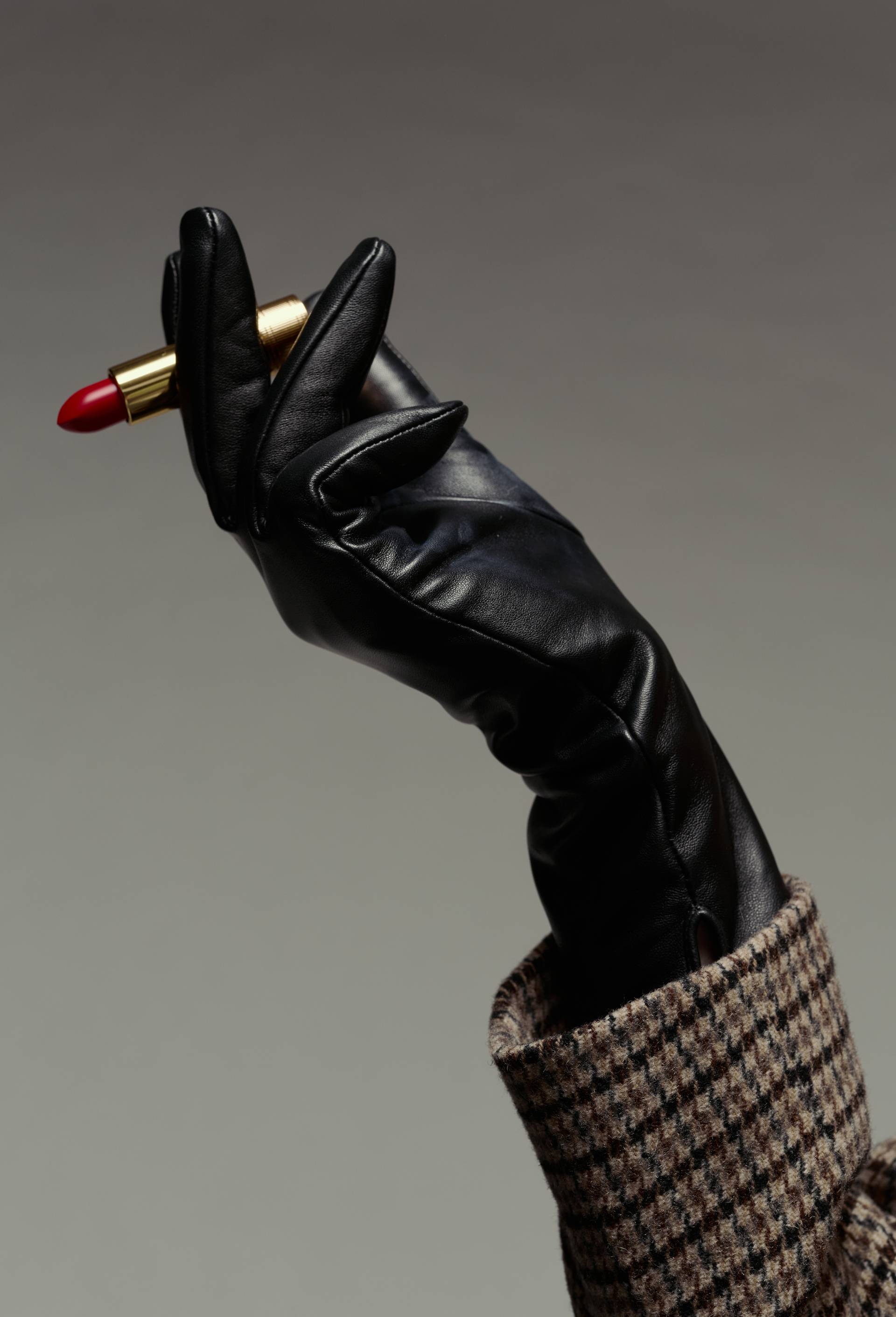 Gants vinyle en cuir, Noir, large image number 1