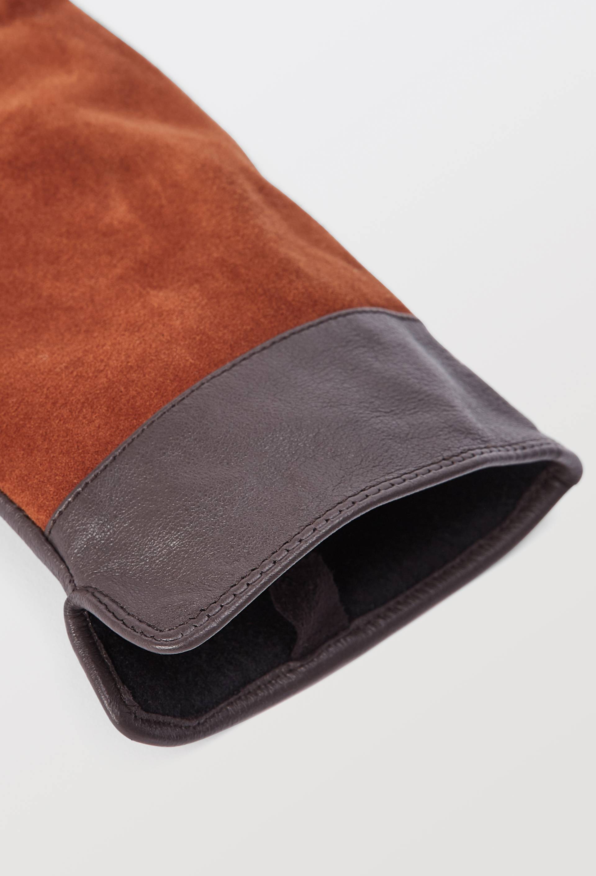 Gants bi-mati&egrave;re en cuir, Brun, large image number 1