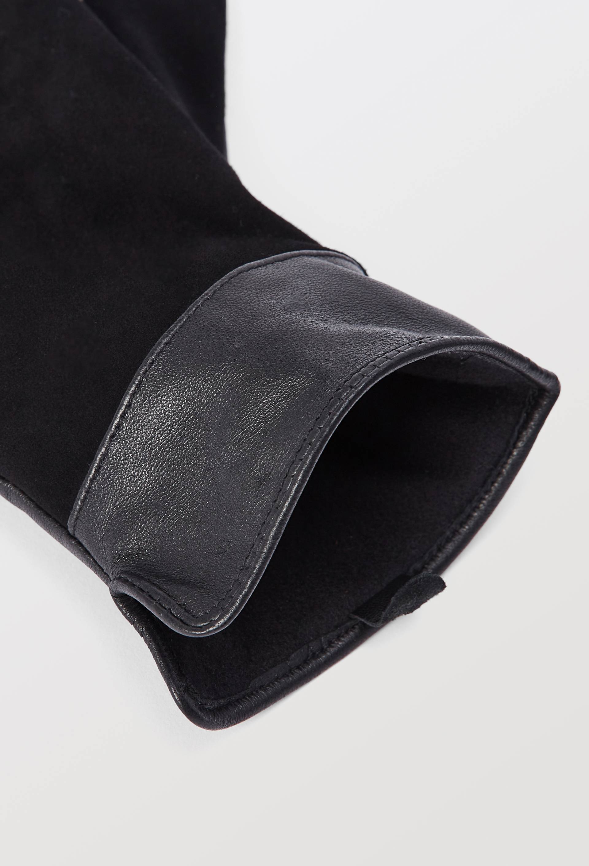 Gants bi-mati&egrave;re en cuir, Noir, large image number 1