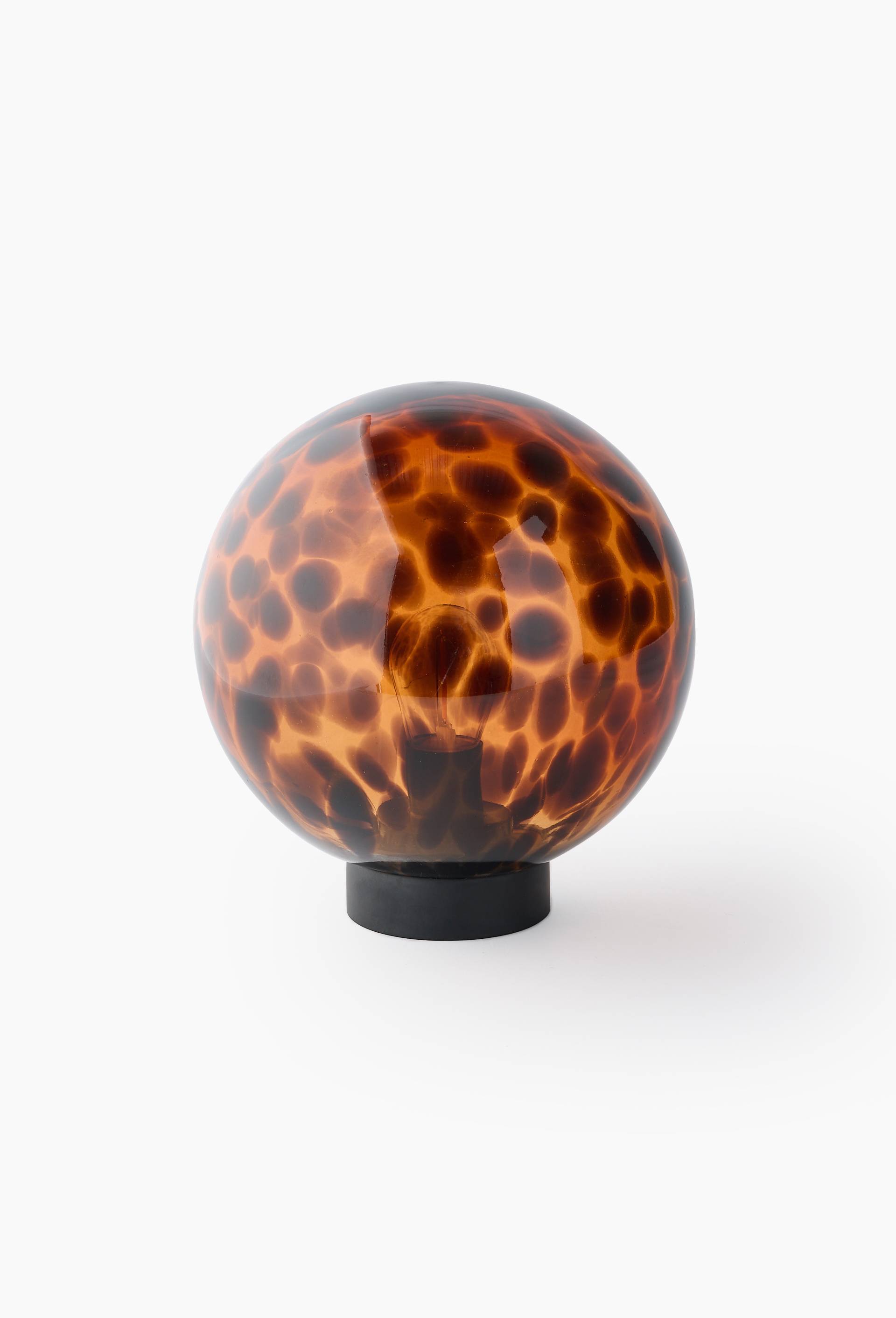 Lampe boule tachet&eacute;e, D20xH24cm, en verre, Jaune fonc&eacute;, large image number 0