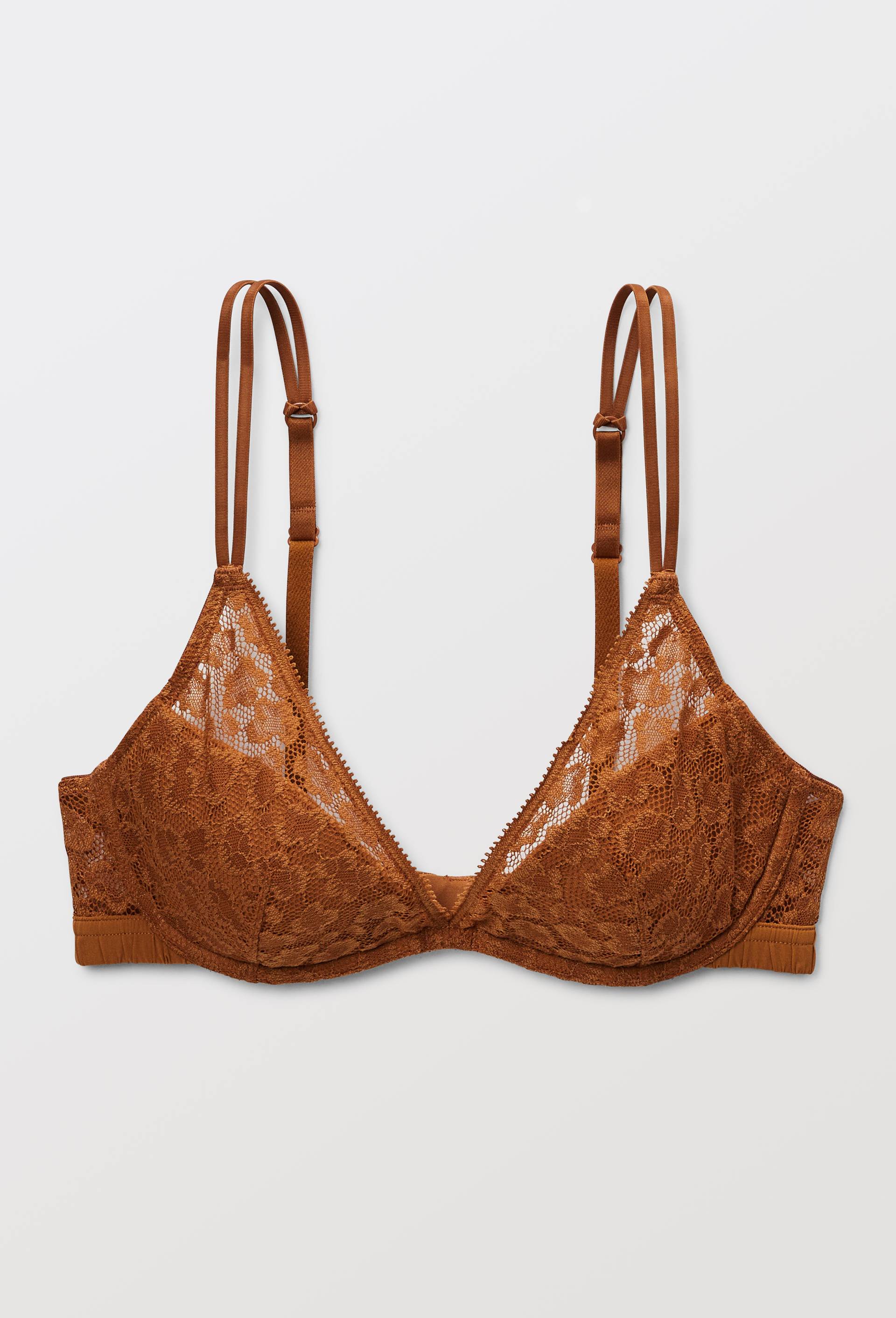 Soutien-gorge corbeille padde AMBRE en dentelle, Brun clair, large image number 3.0