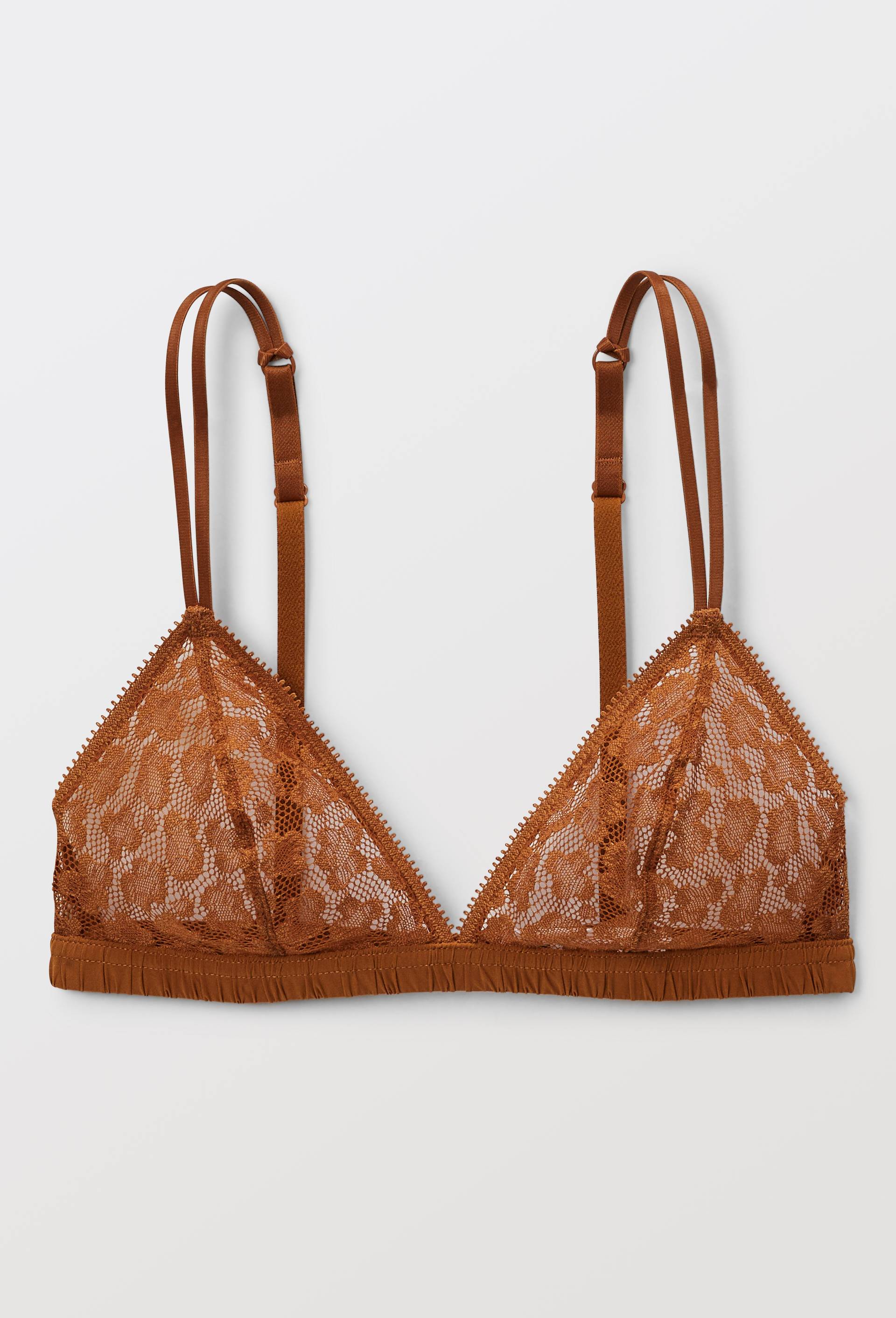 Soutien-gorge triangle AMBRE en dentelle, Brun clair, large image number 4