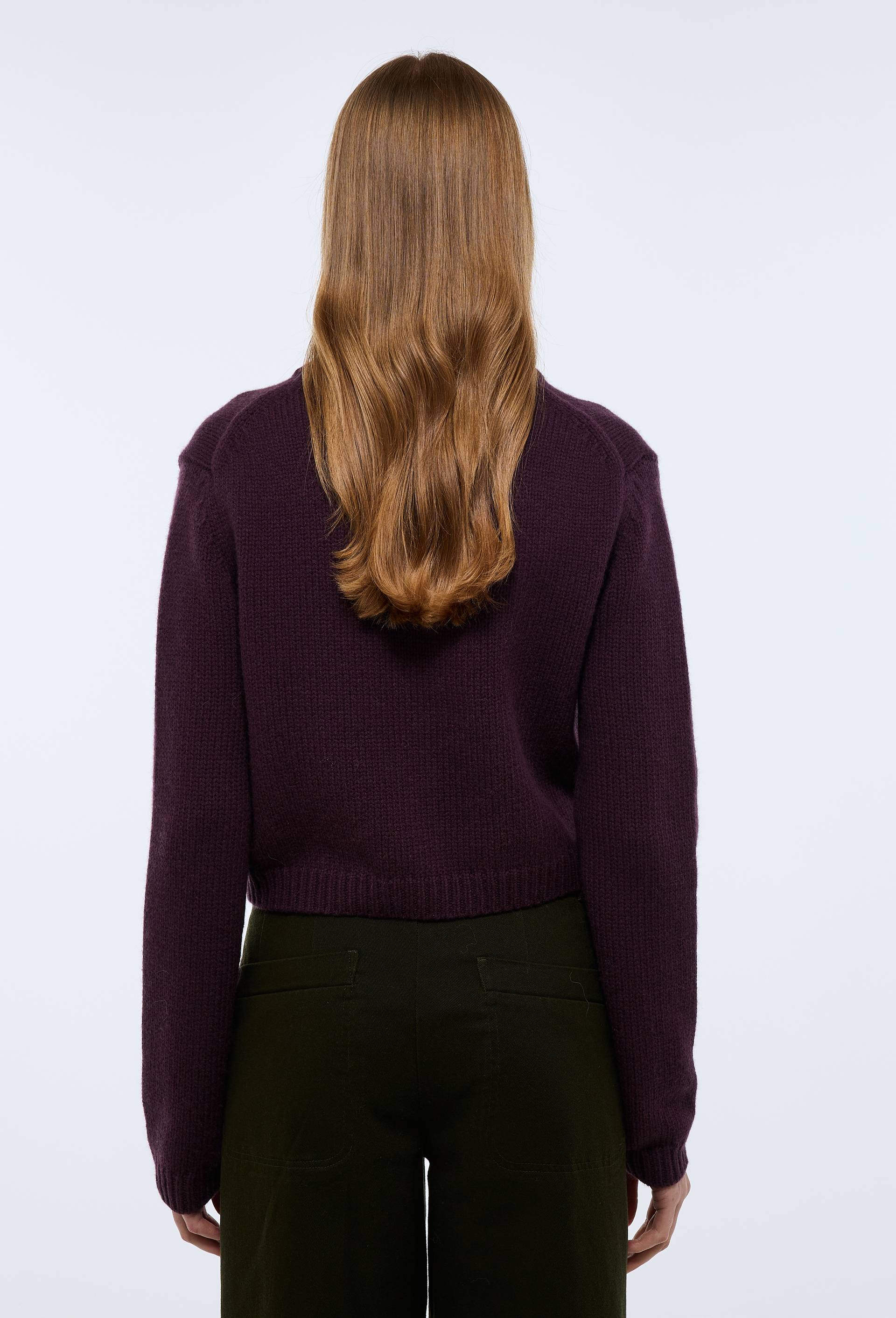 Cardigan manches longues en laine, Violet fonc&eacute;, large image number 1