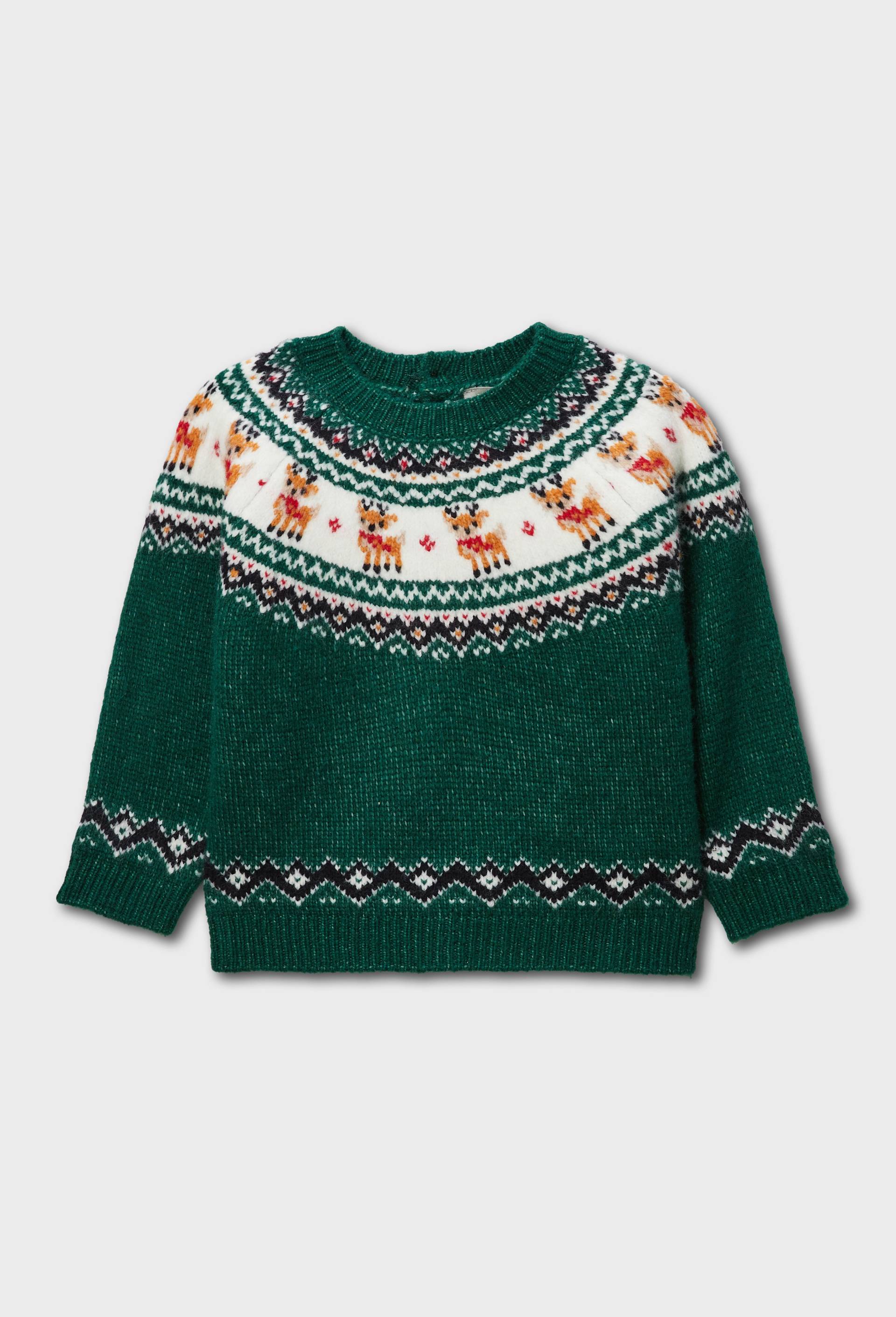 Pull jacquard, Vert fonc&eacute;, large image number 0