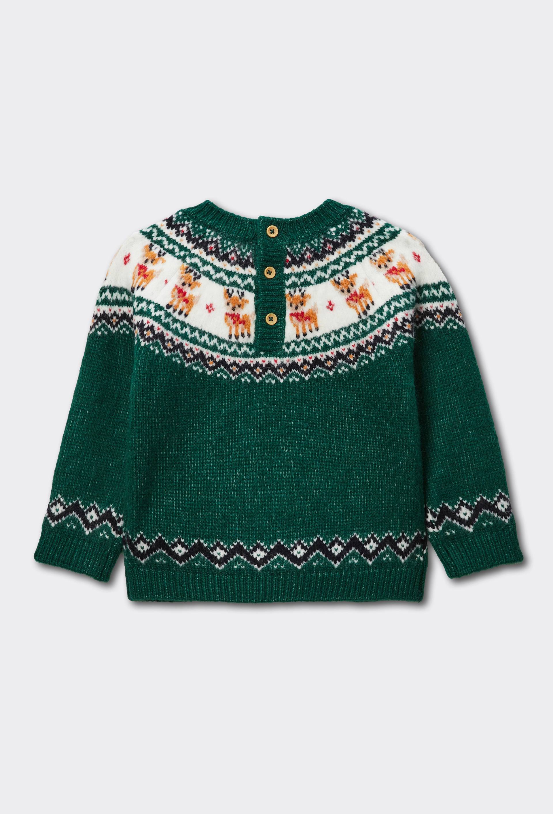 Pull jacquard, Vert fonc&eacute;, large image number 1