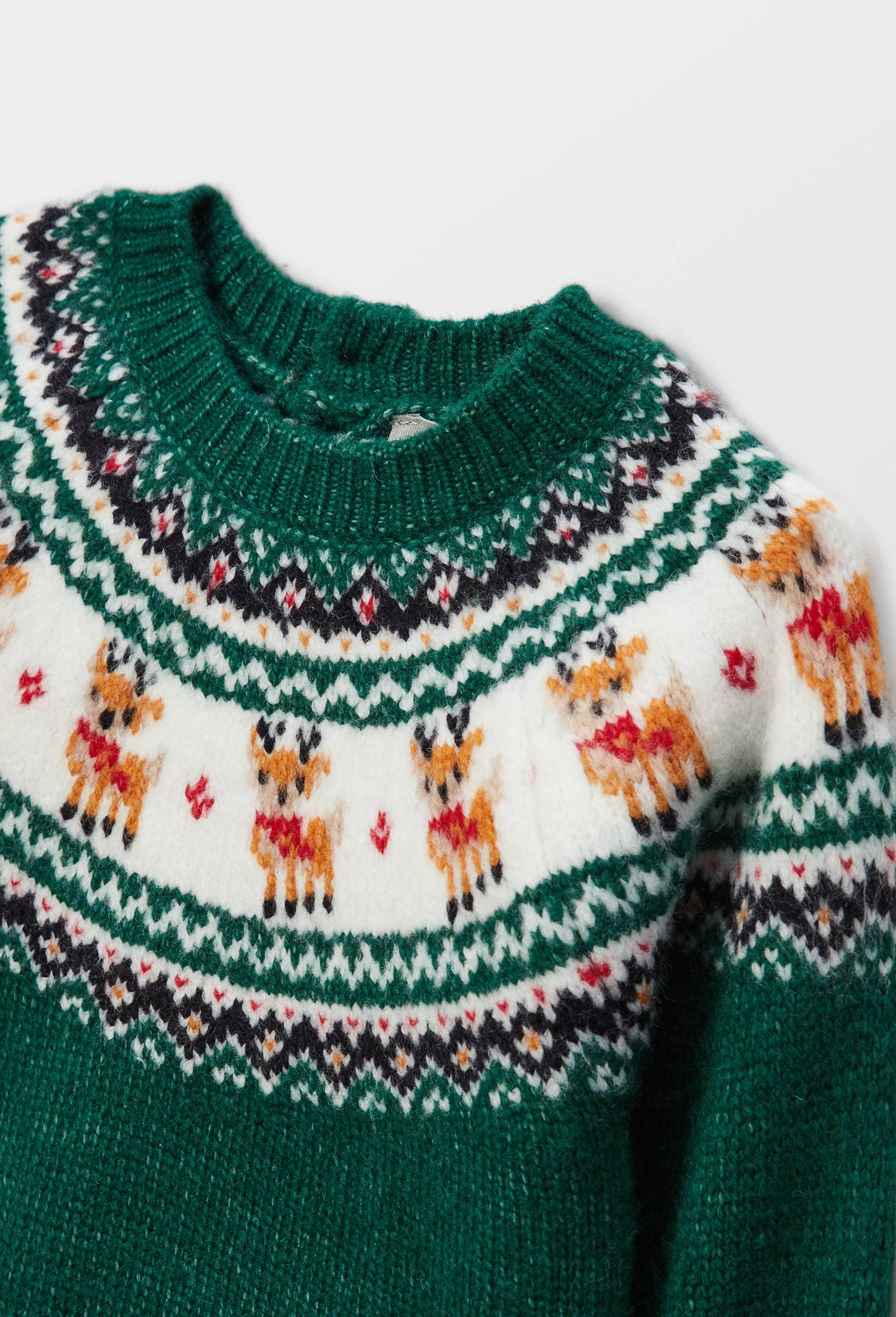 Pull jacquard, Vert fonc&eacute;, large image number 2