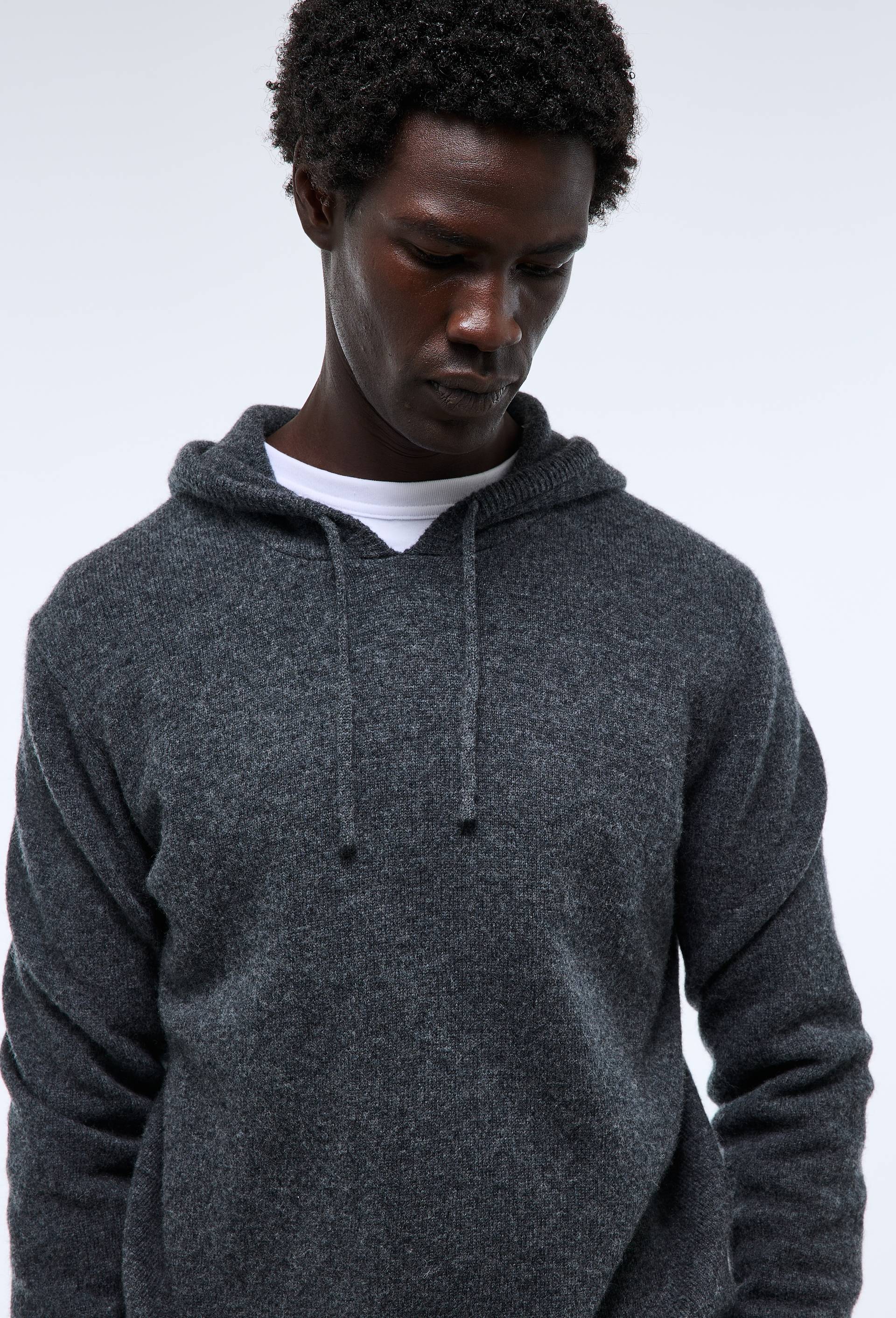 Pull &agrave; capuche en laine, Gris fonc&eacute;, large image number 0