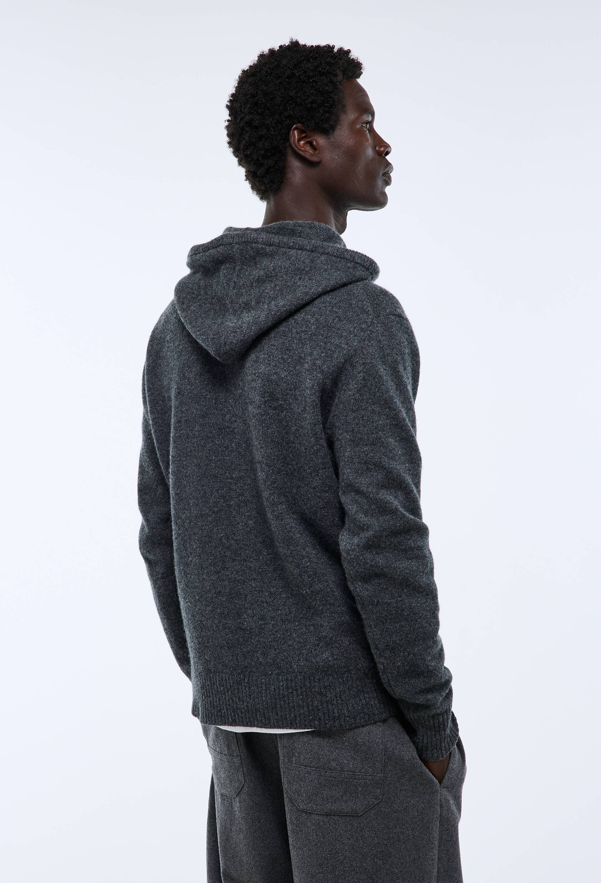 Pull &agrave; capuche en laine, Gris fonc&eacute;, large image number 2