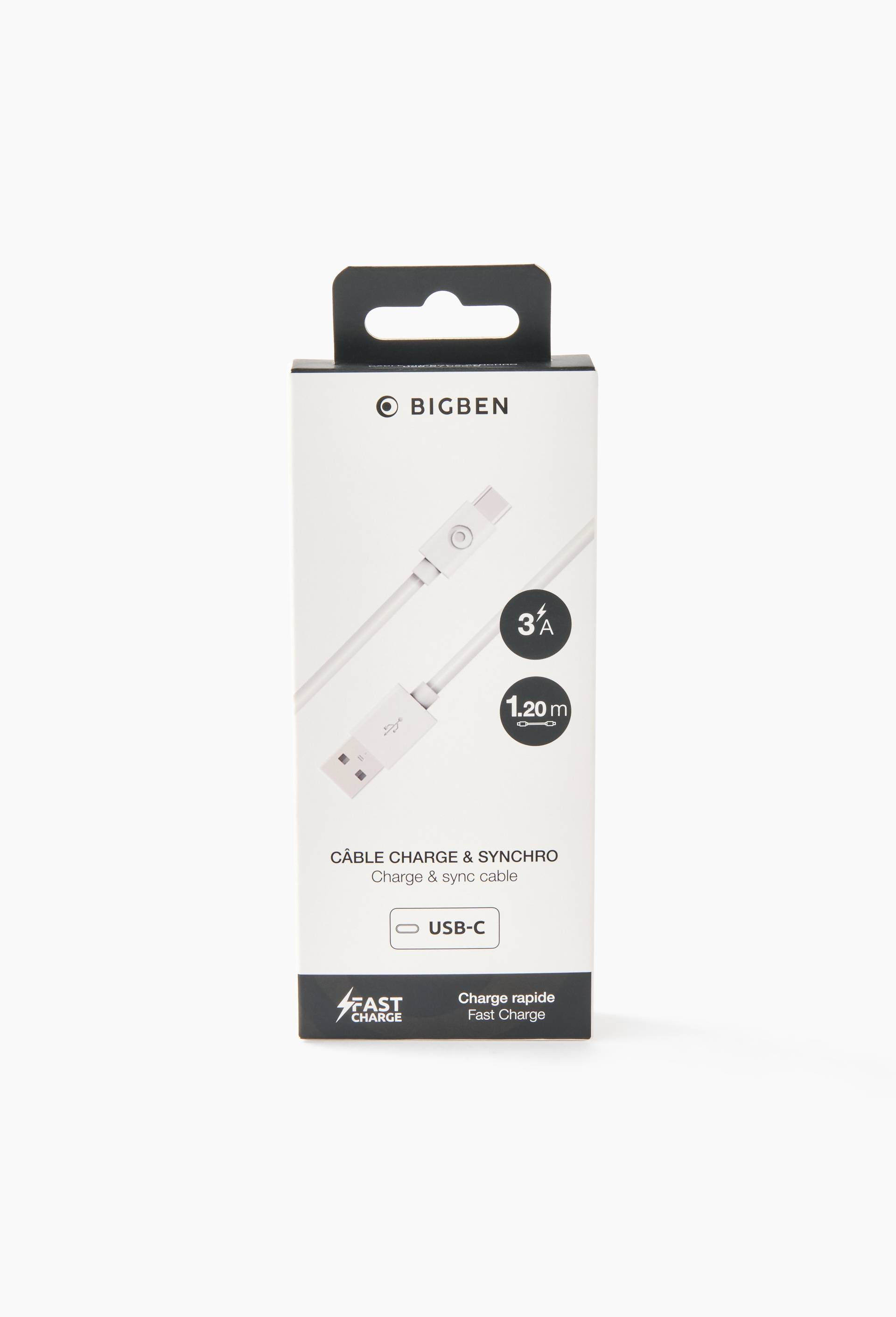 C&acirc;ble de charge et de synchronisation USB type A vers USB type-C - 1.2 m, Blanc, large image number 1