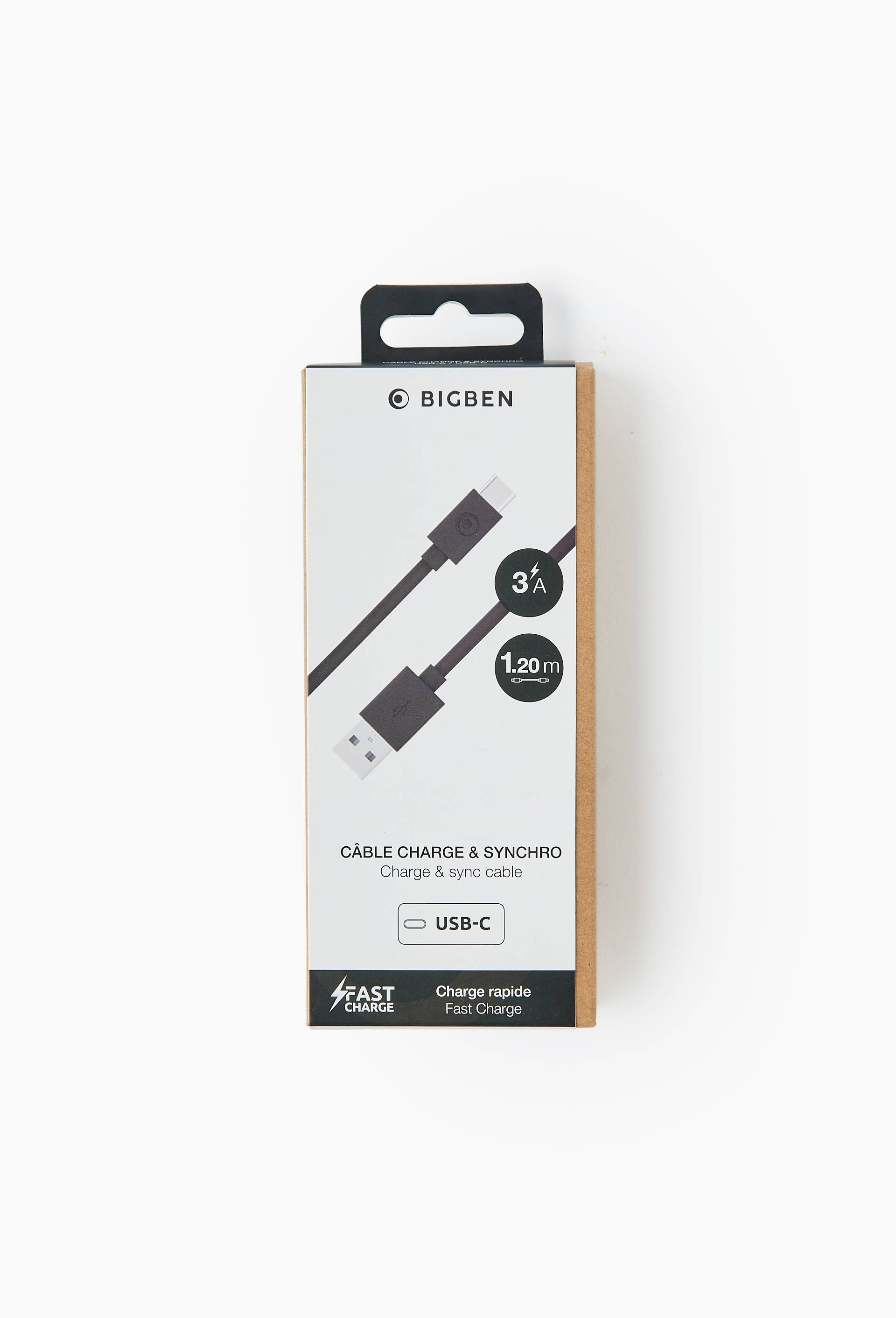 C&acirc;ble USB A/USB C 1,2m Noir - 100% Plastique recycl&eacute;, Noir, large image number 0