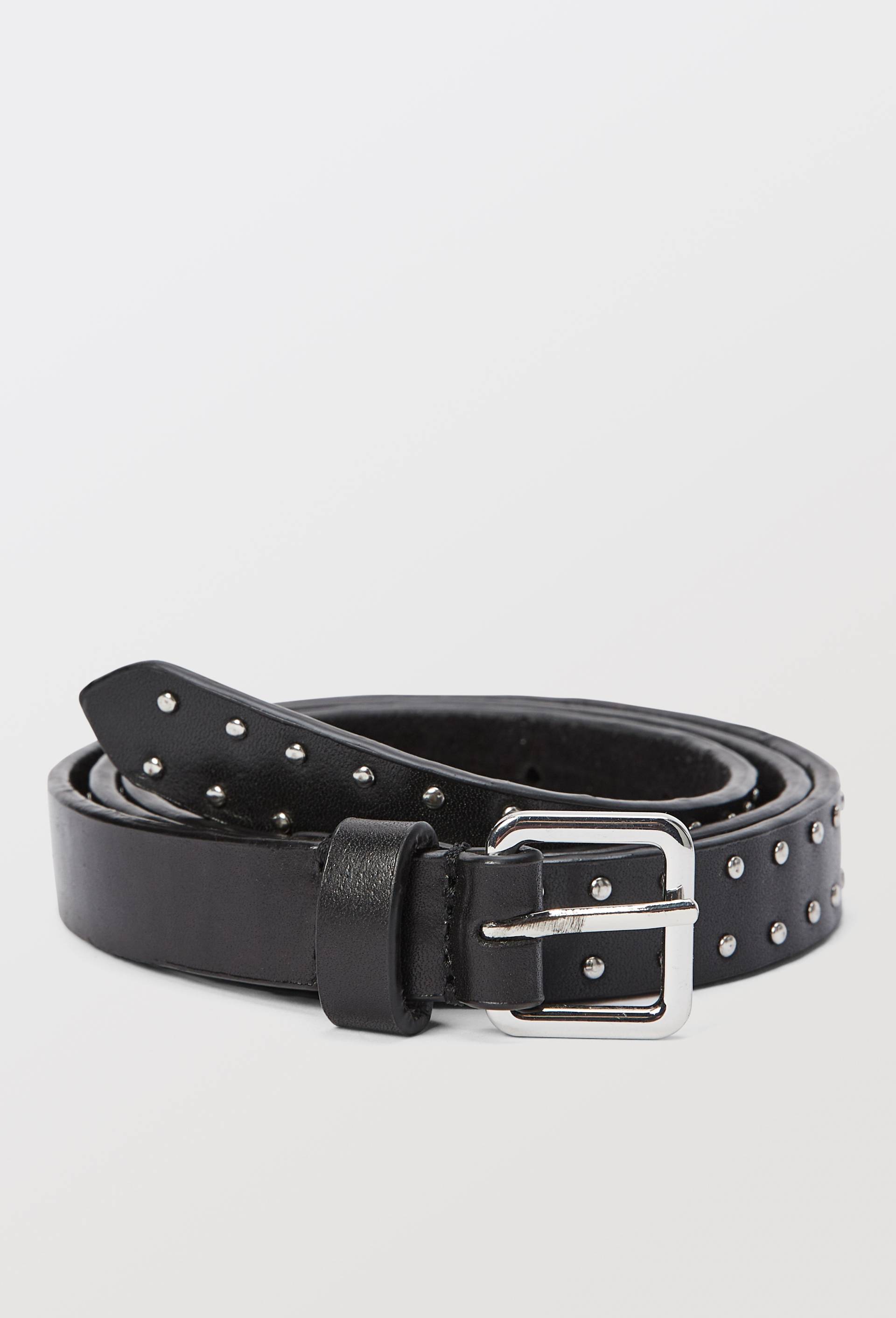 Ceinture &agrave; clous en cuir, Noir, large image number 0.0