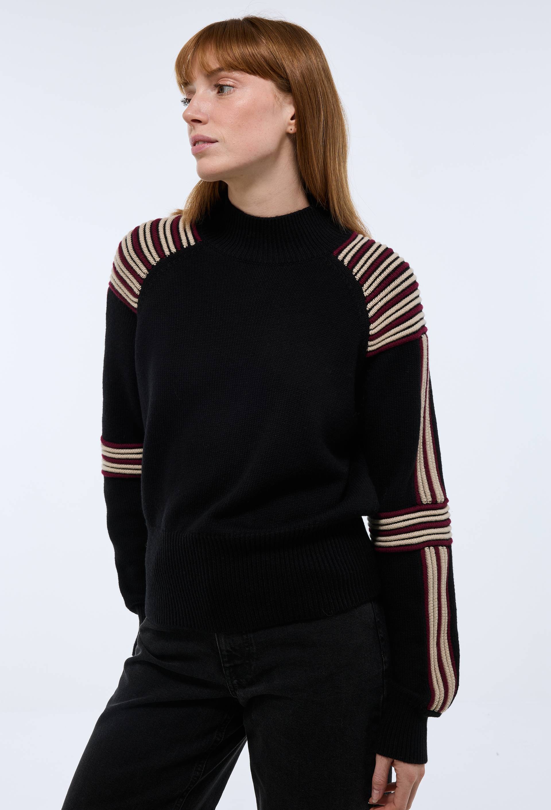Pull à manches longues maille fantaisie NOIR pour femme MONOPRIX