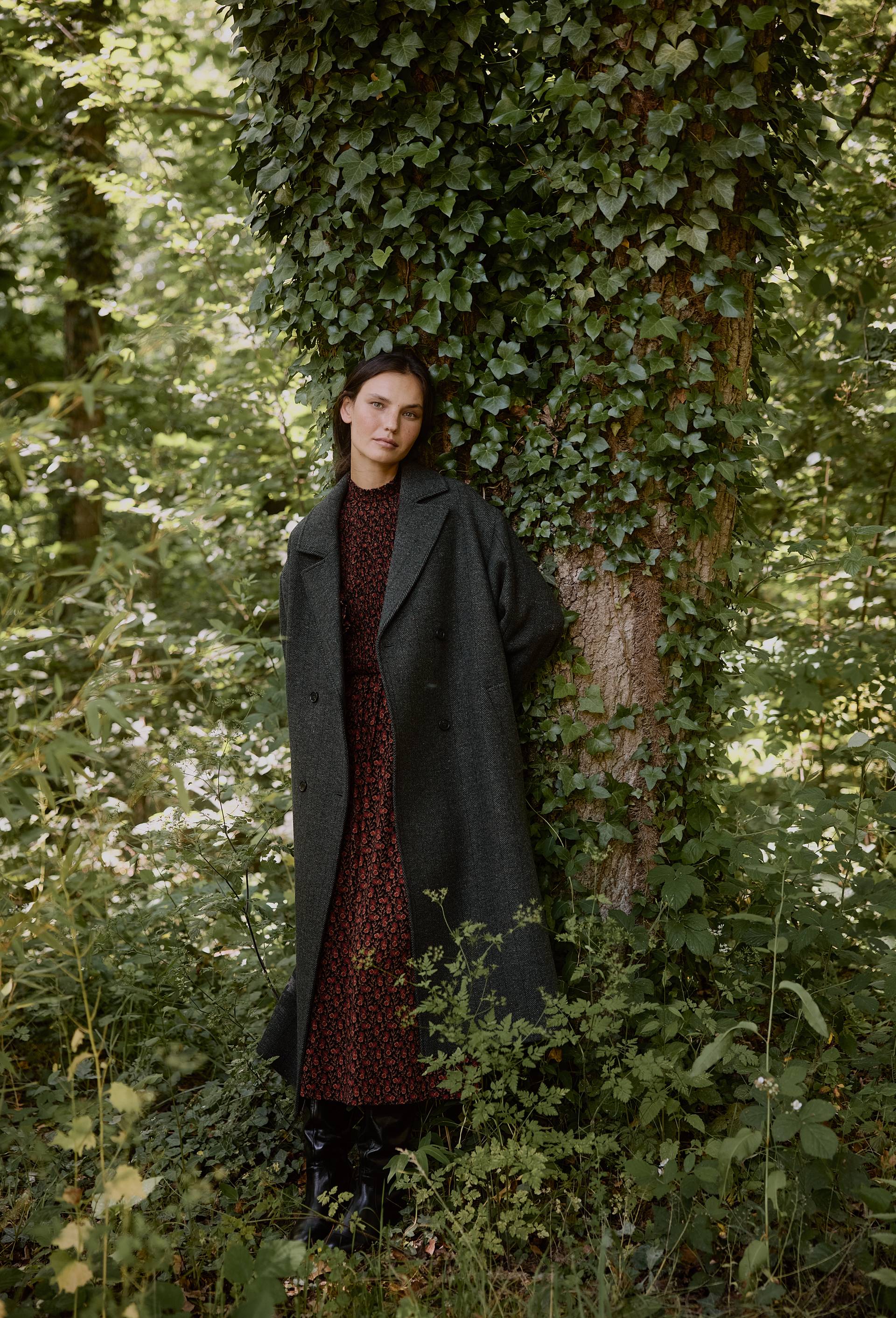 Manteau chevron double boutonnage contenant de la laine, Vert fonc&eacute;, large image number 0.0