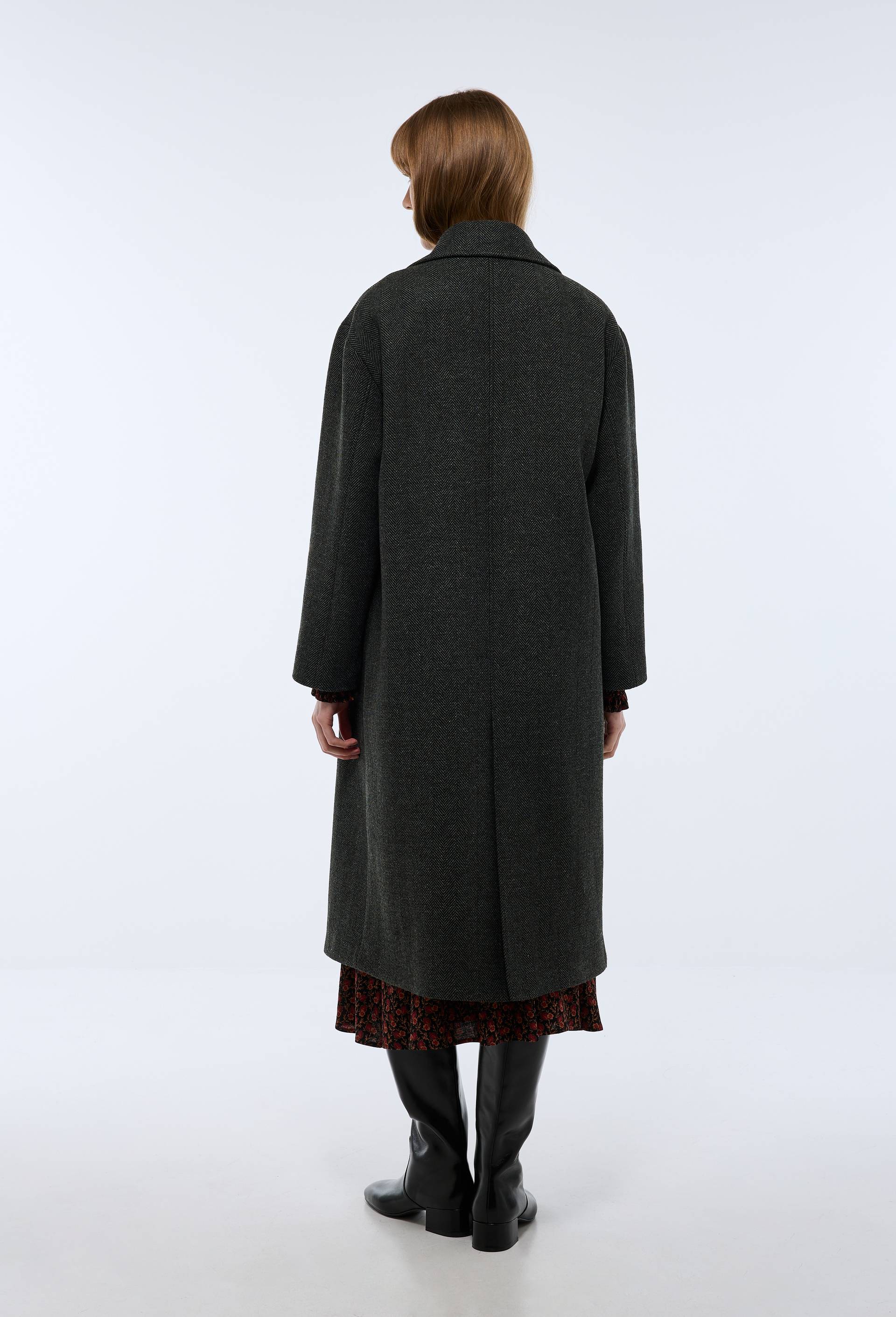 Manteau chevron double boutonnage contenant de la laine, Vert fonc&eacute;, large image number 2.0