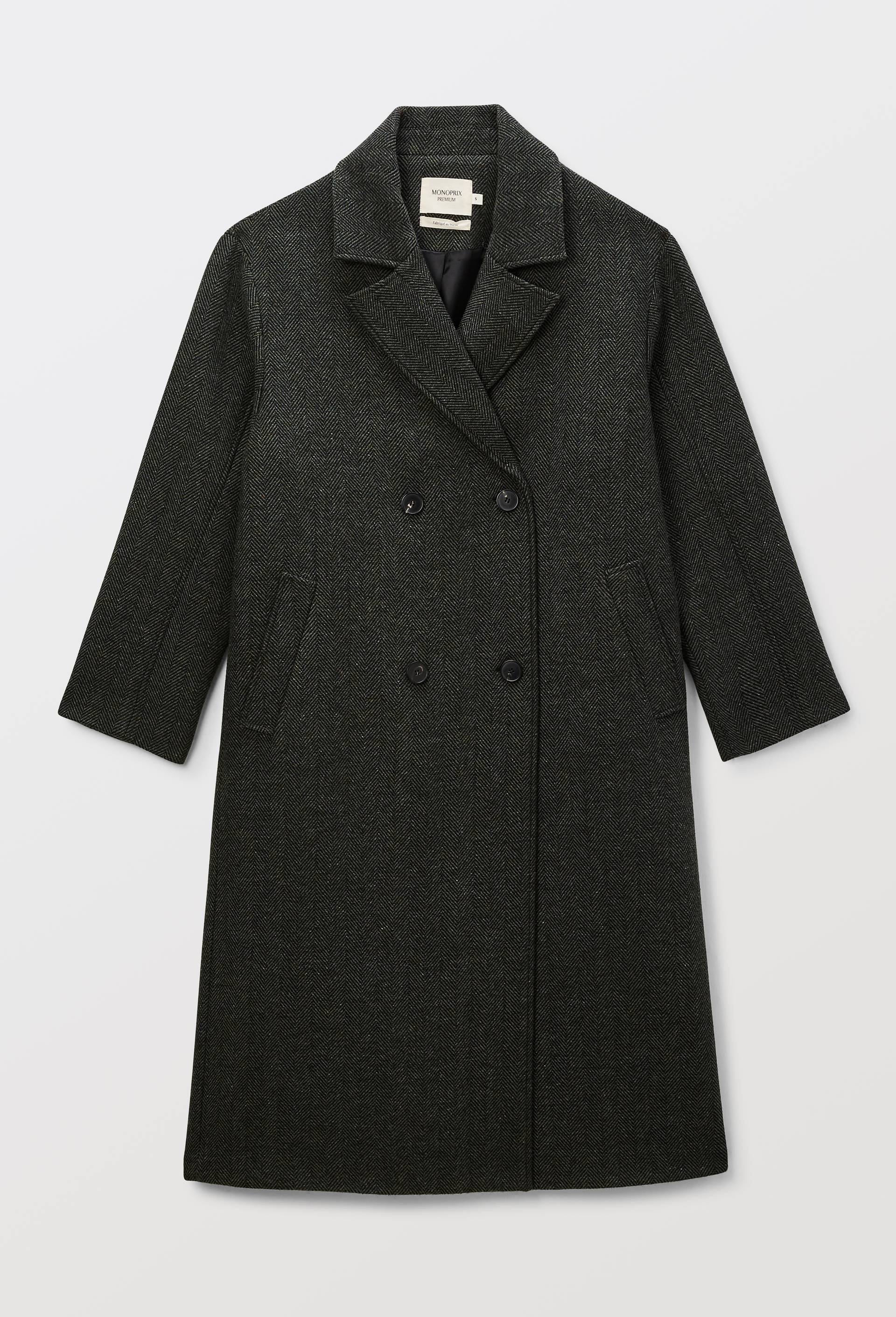 Manteau chevron double boutonnage contenant de la laine, Vert fonc&eacute;, large image number 3.0