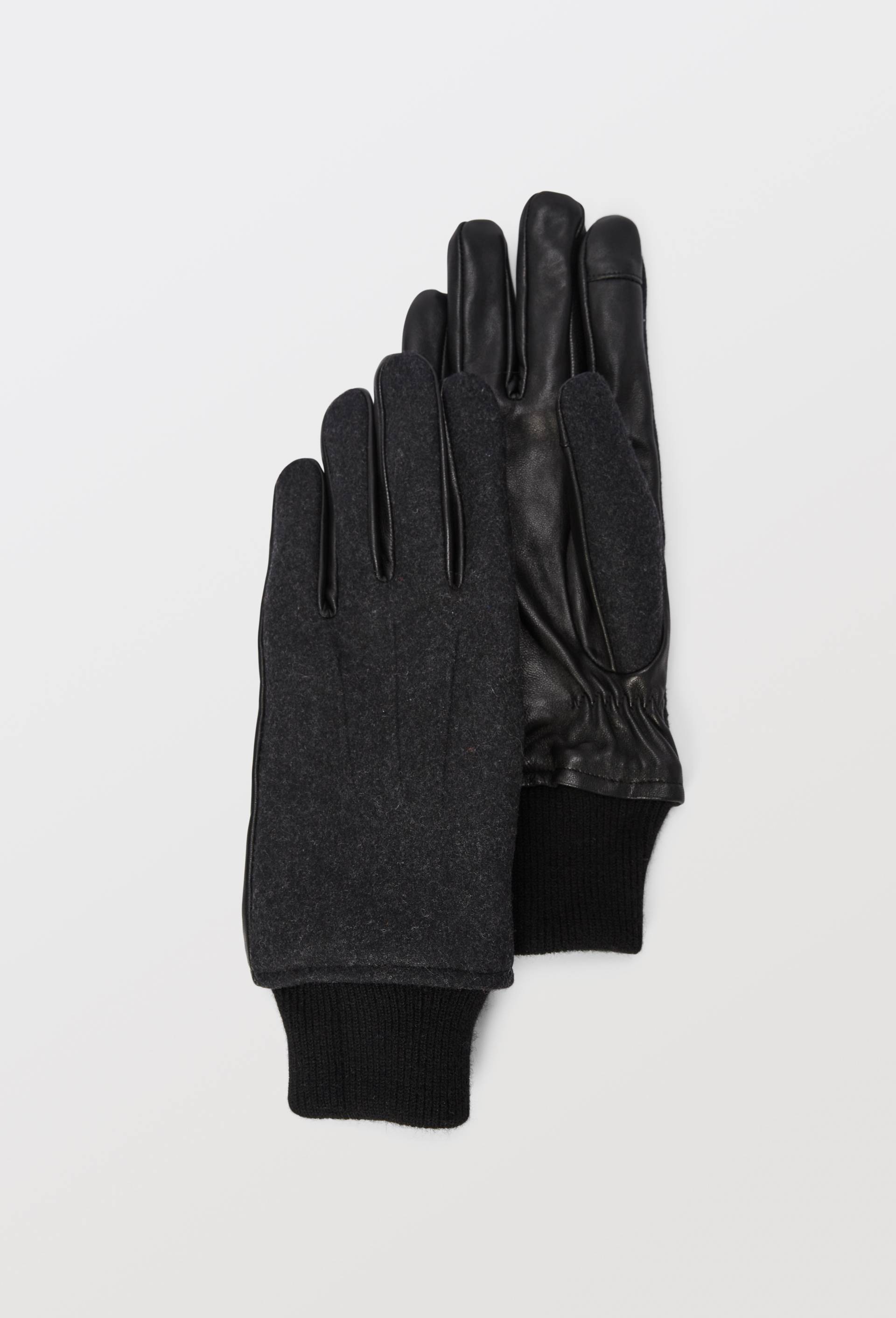 Gant bi mati&egrave;re avec cuir, Gris fonc&eacute;, large image number 0