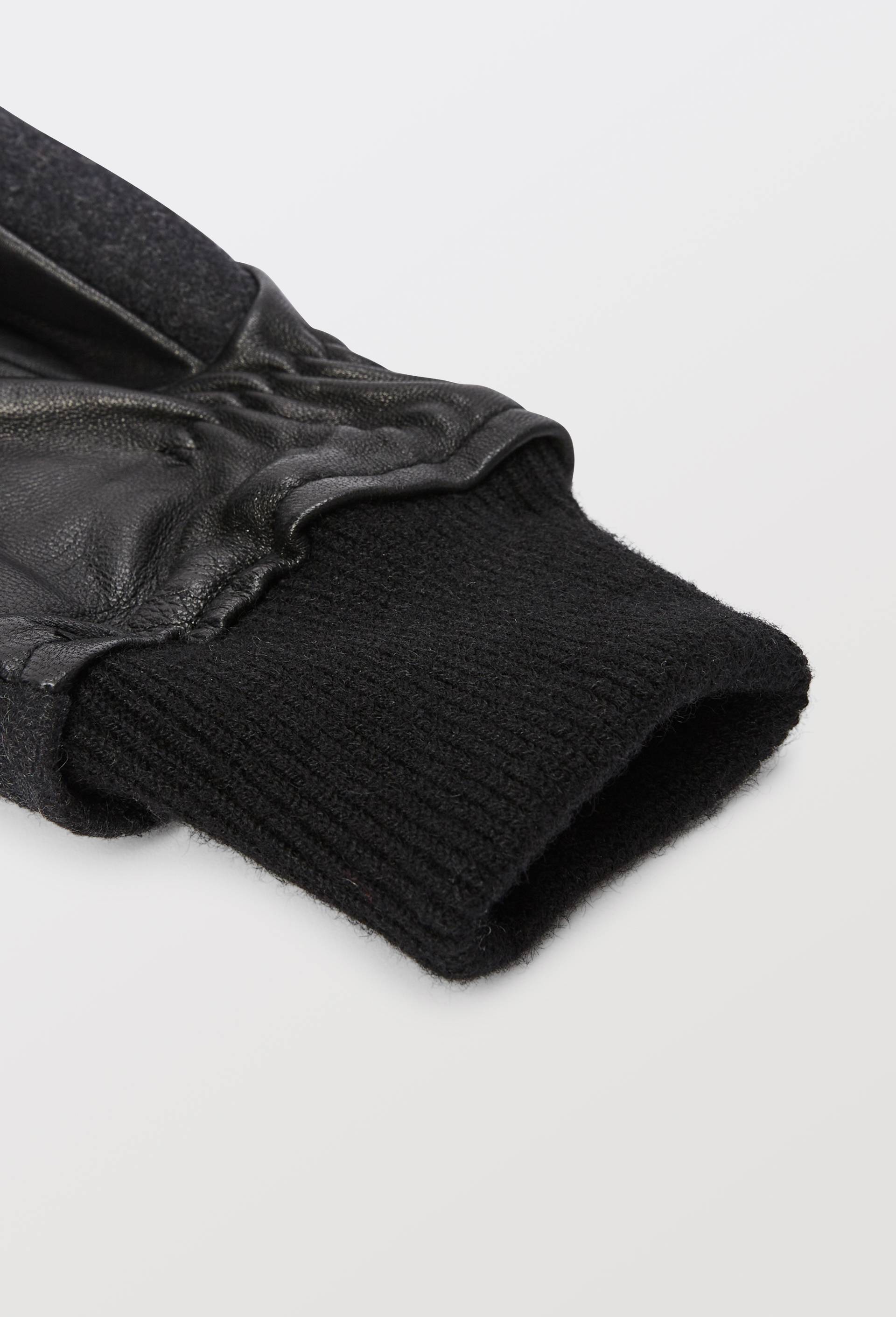 Gant bi mati&egrave;re avec cuir, Gris fonc&eacute;, large image number 1.0