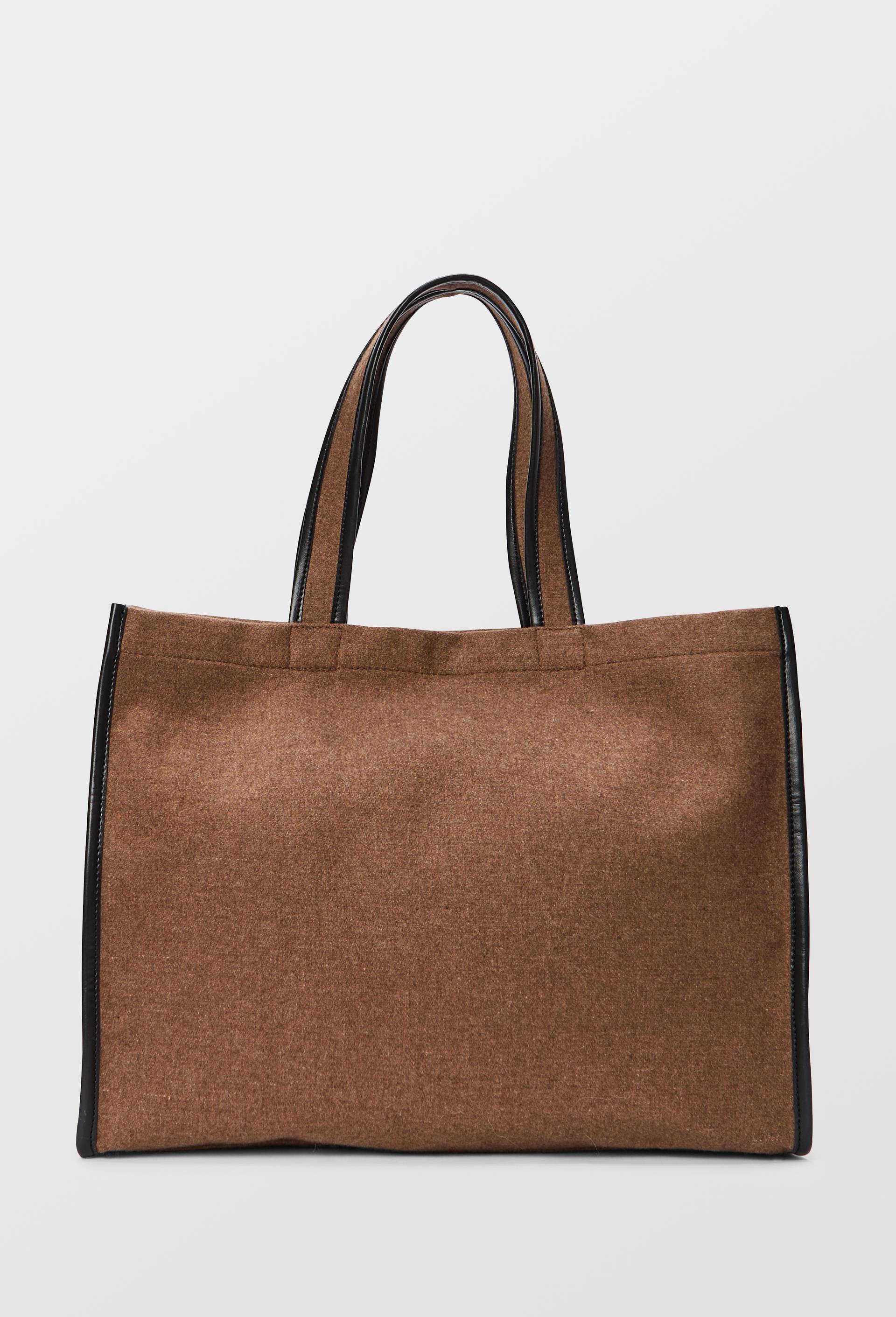 Sac cabas en flanelle contenant de la laine, Brun clair, large image number 0