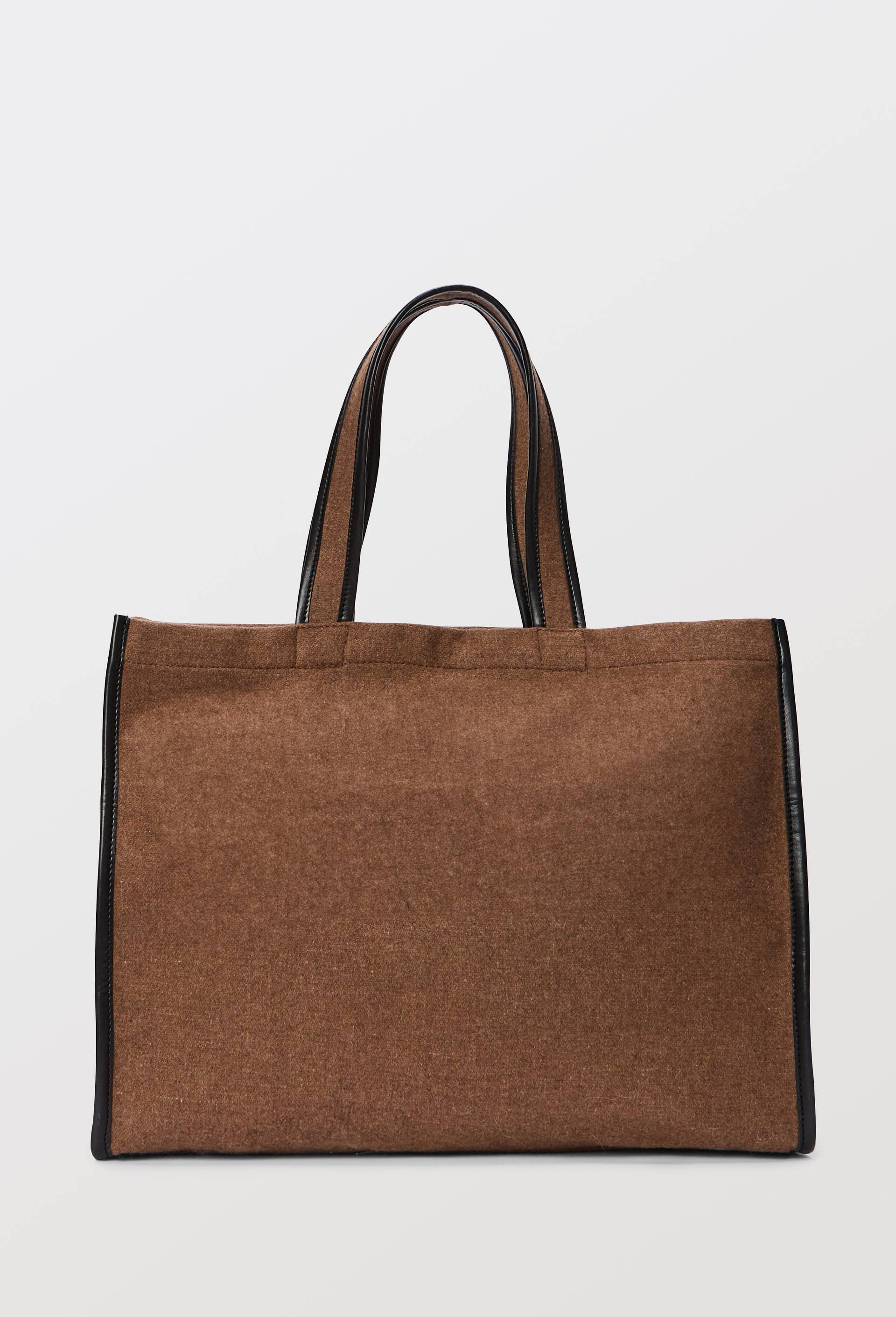 Sac cabas en flanelle contenant de la laine, Brun clair, large image number 1.0