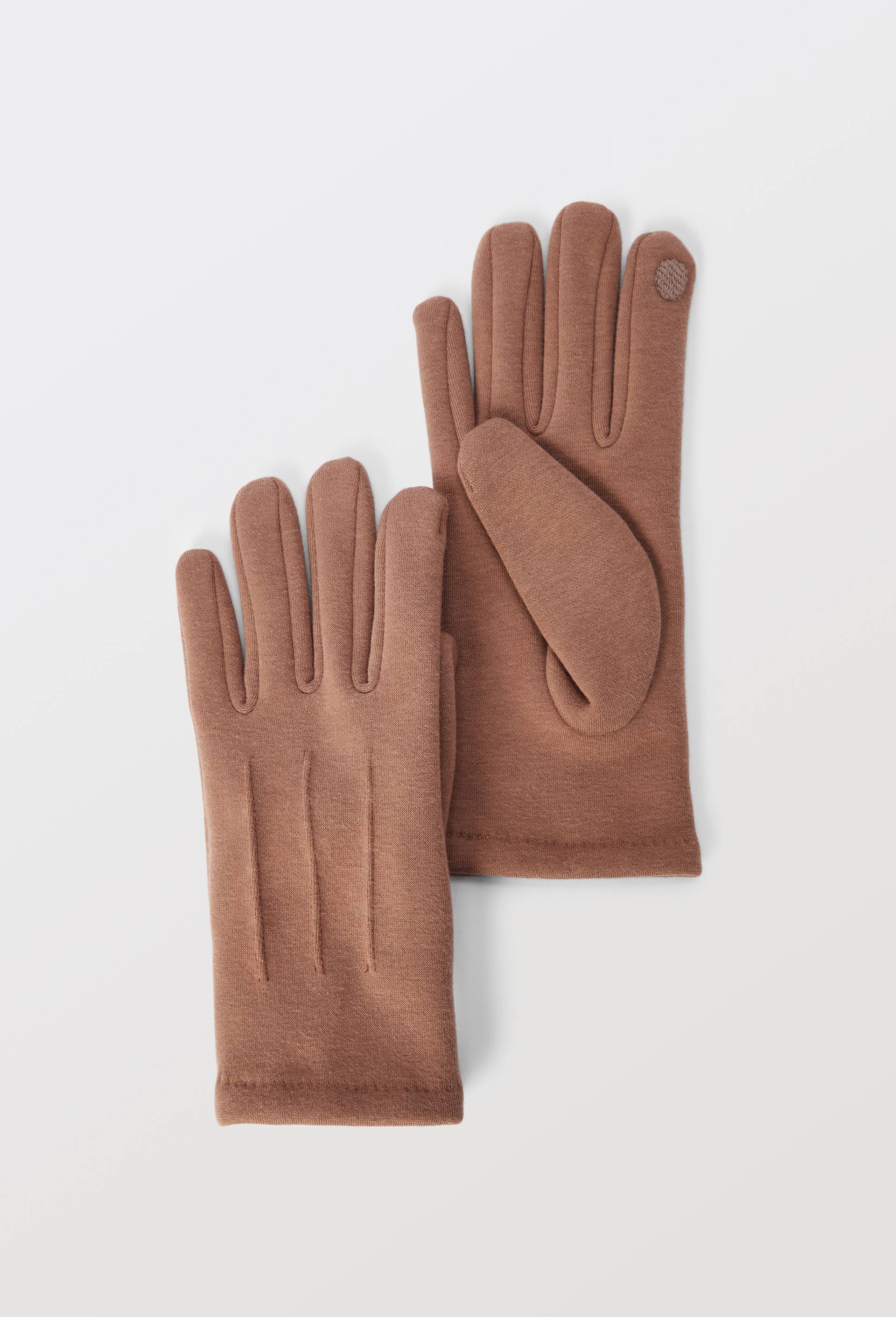 Gants tactiles en jersey, Brun clair, swatch image
