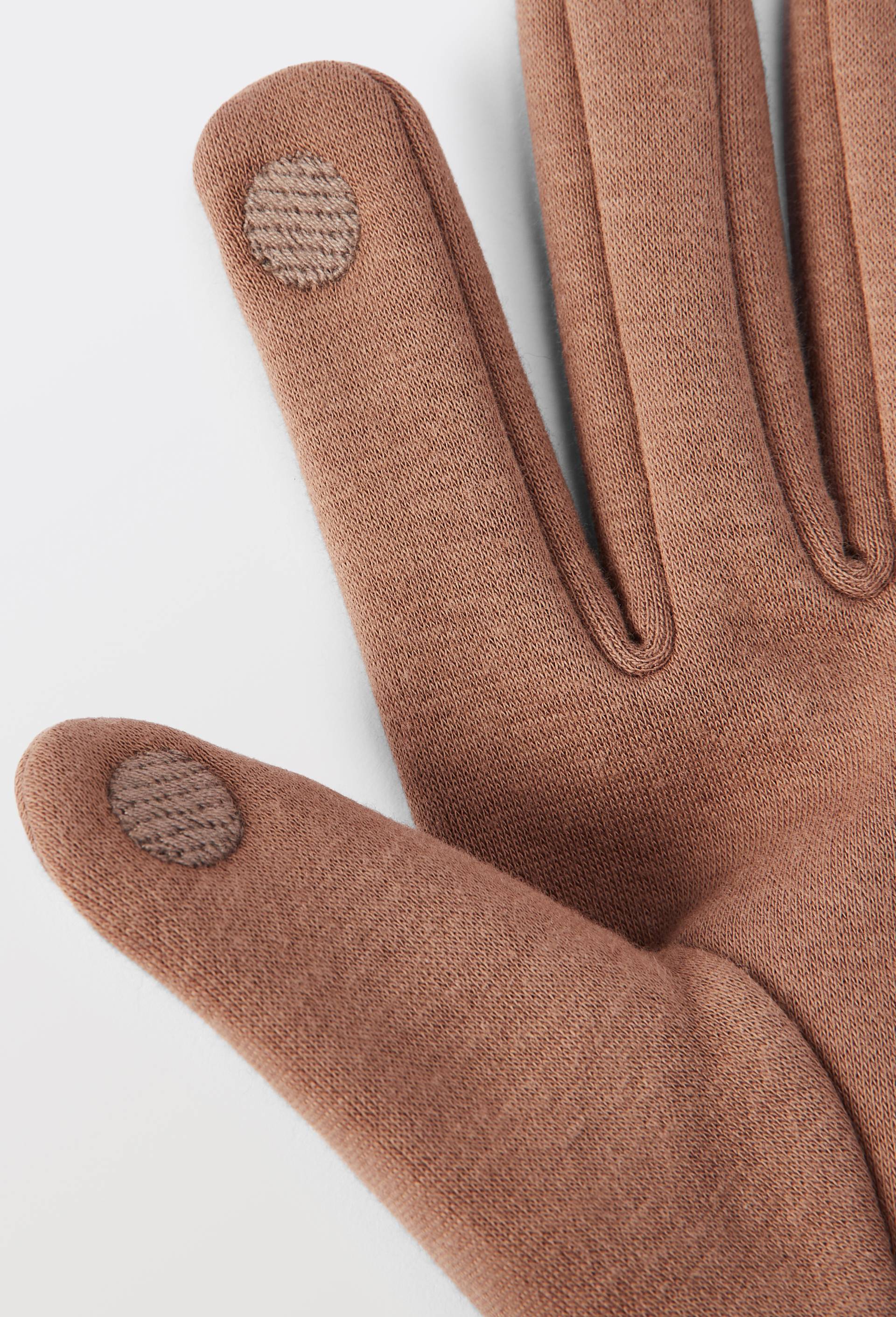 Gants tactiles en jersey, Brun clair, large image number 1