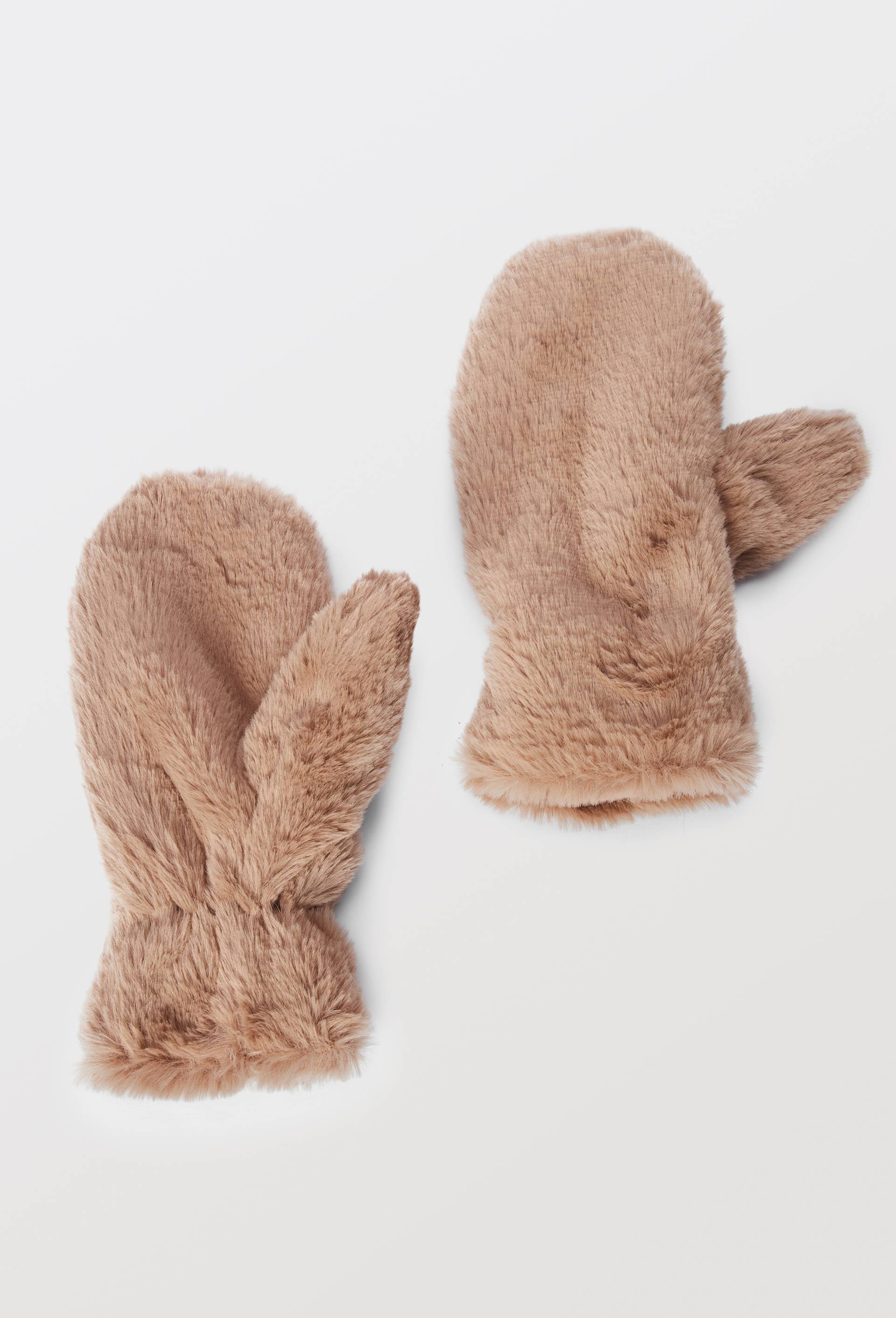 Moufles en fausse fourrure, Beige clair, large image number 0