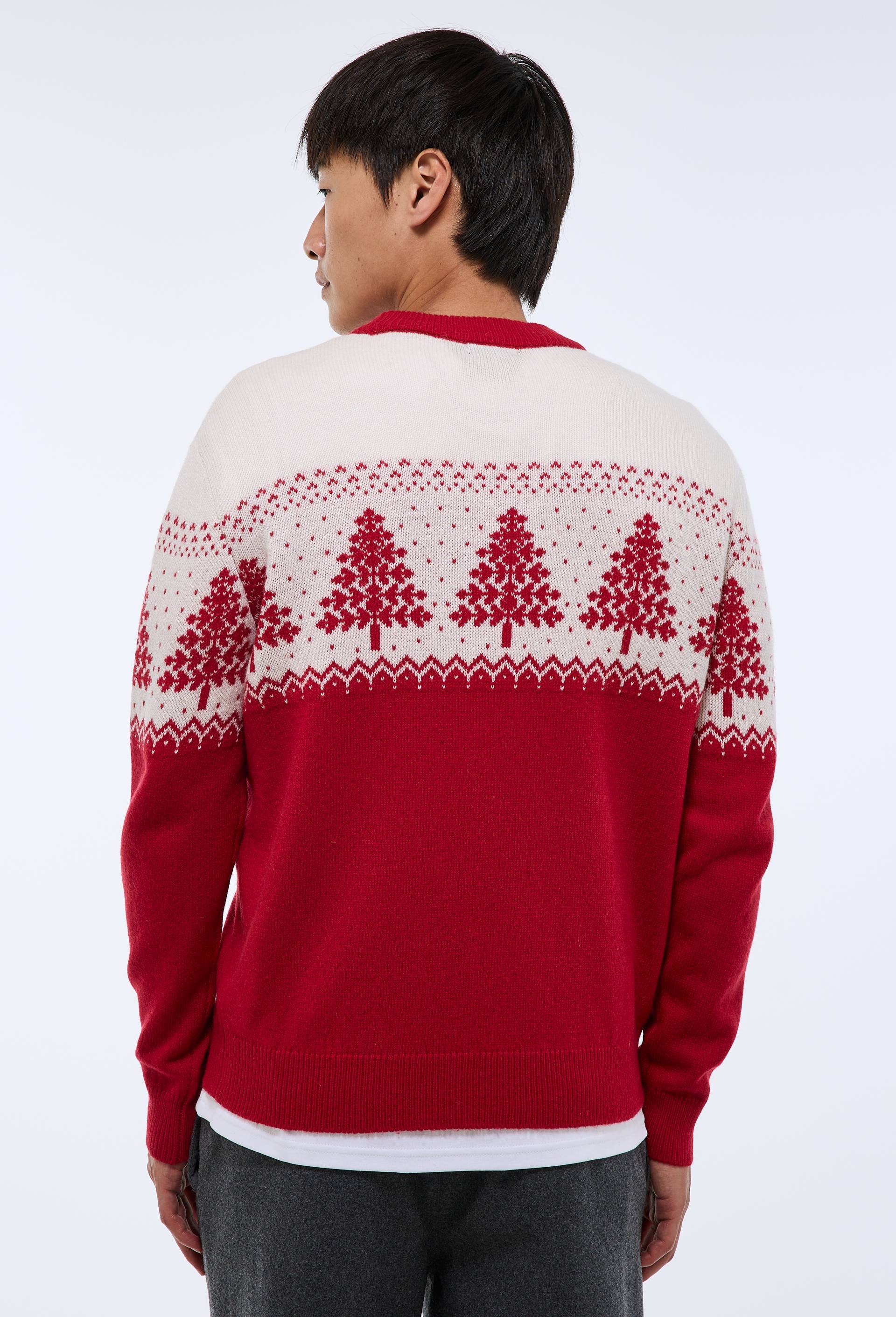 Pull de no&euml;l col rond contenant de la laine, Rouge, large image number 1.0