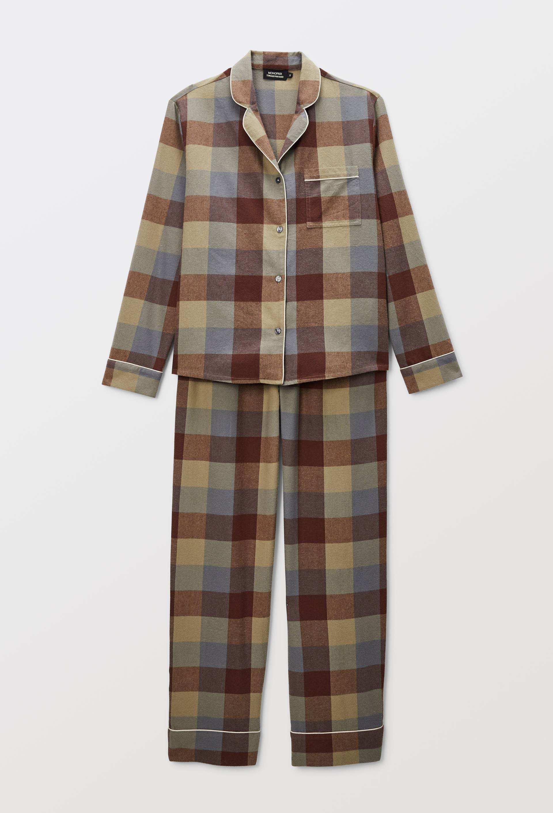 Pyjama vichy en coton grat&eacute;, Gris, large image number 2