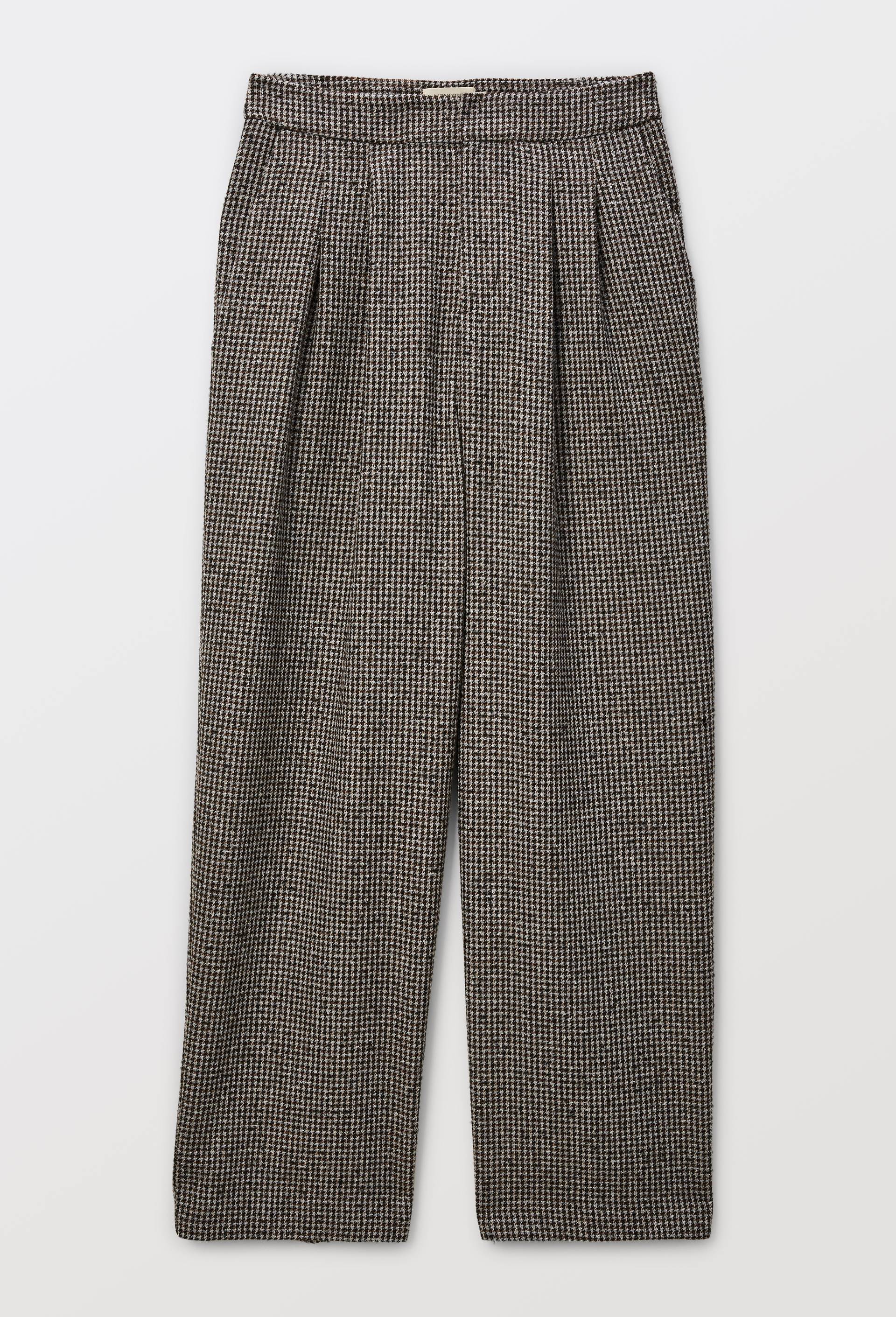 Pantalon &agrave; pinces &agrave; carreaux en laine m&eacute;lang&eacute;e, Beige, large image number 2.0