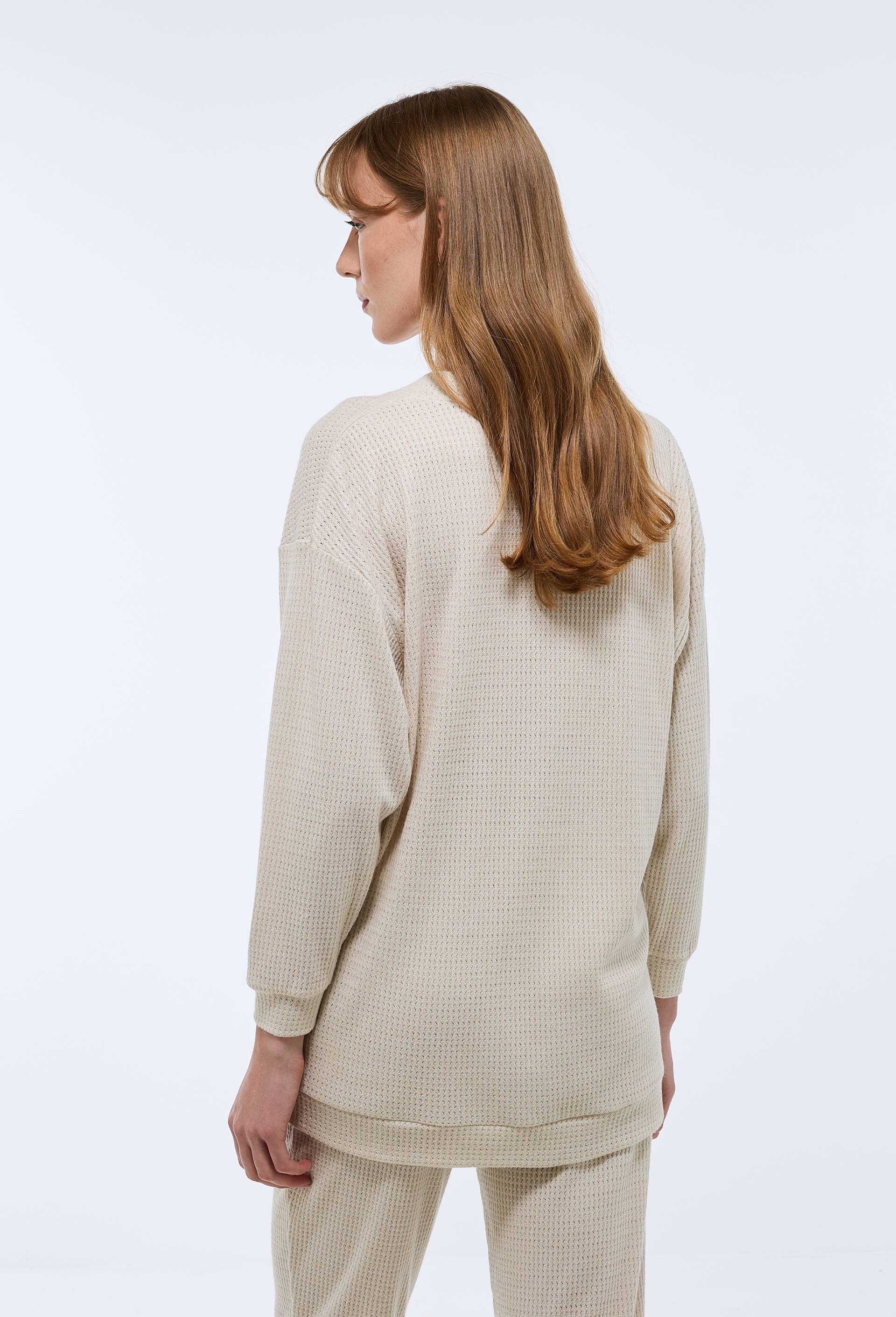 Cardigan uni en viscose m&eacute;lang&eacute;e, Ecru, large image number 1.0