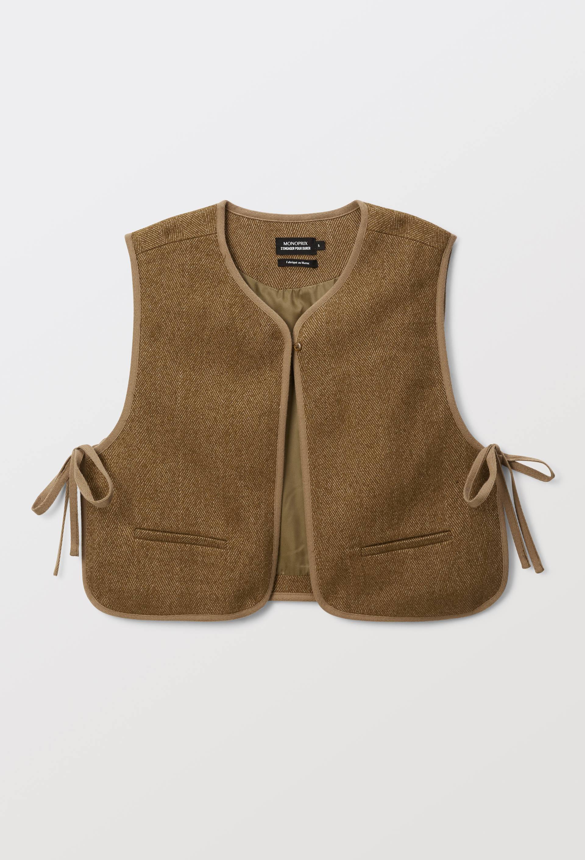 Gilet sans manches chevron JAUNE FONCE pour femme MONOPRIX