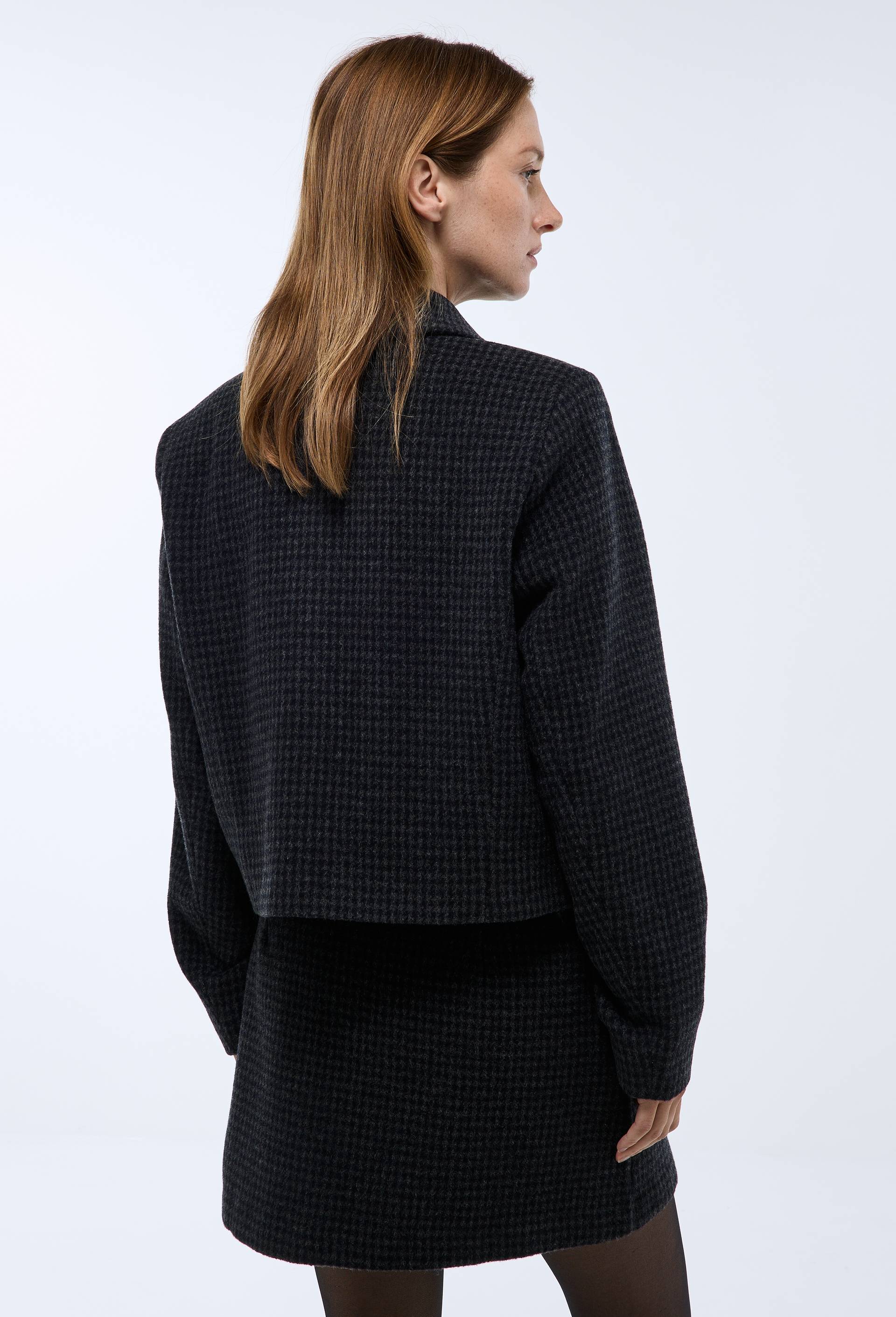 Veste courte &agrave; carreaux contenant de la laine, Gris fonc&eacute;, large image number 3