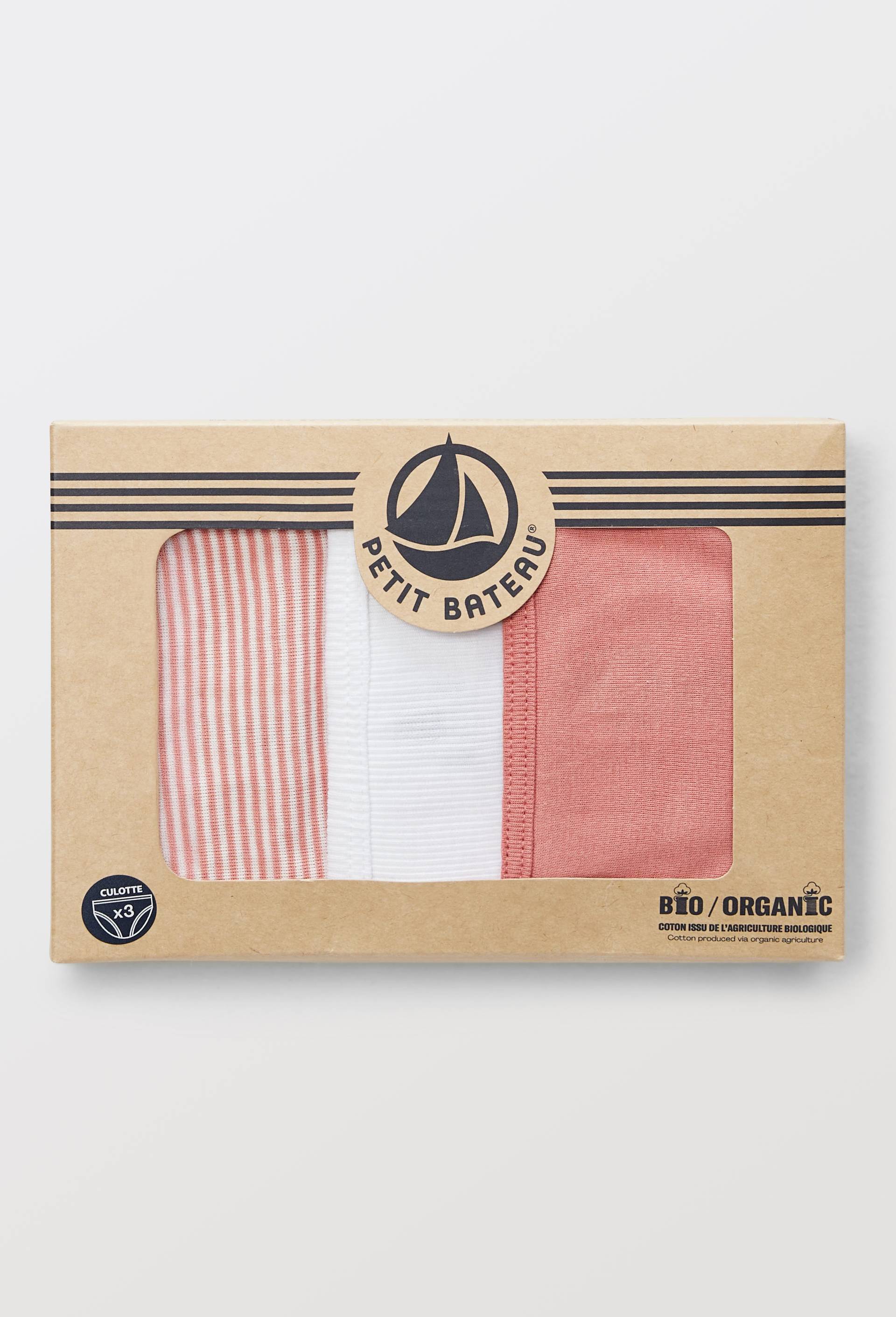 Lot de 3 culottes mini en coton BIO Petit Bateau, certifi&eacute; OEKO-TEX, Orange fonc&eacute;, large image number 1