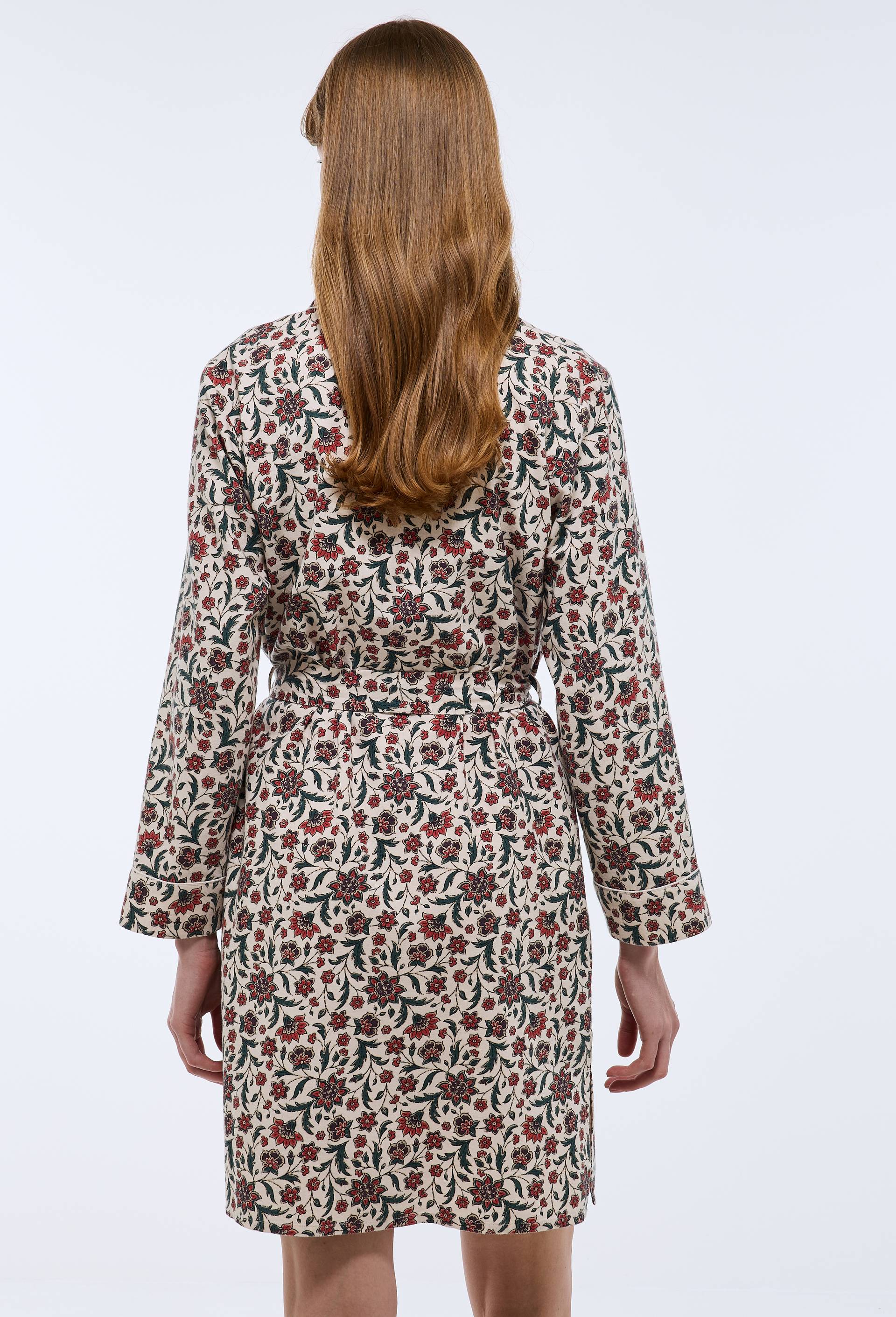 Chemise de nuit imprim&eacute;e en coton gratt&eacute;, Ecru, large image number 1