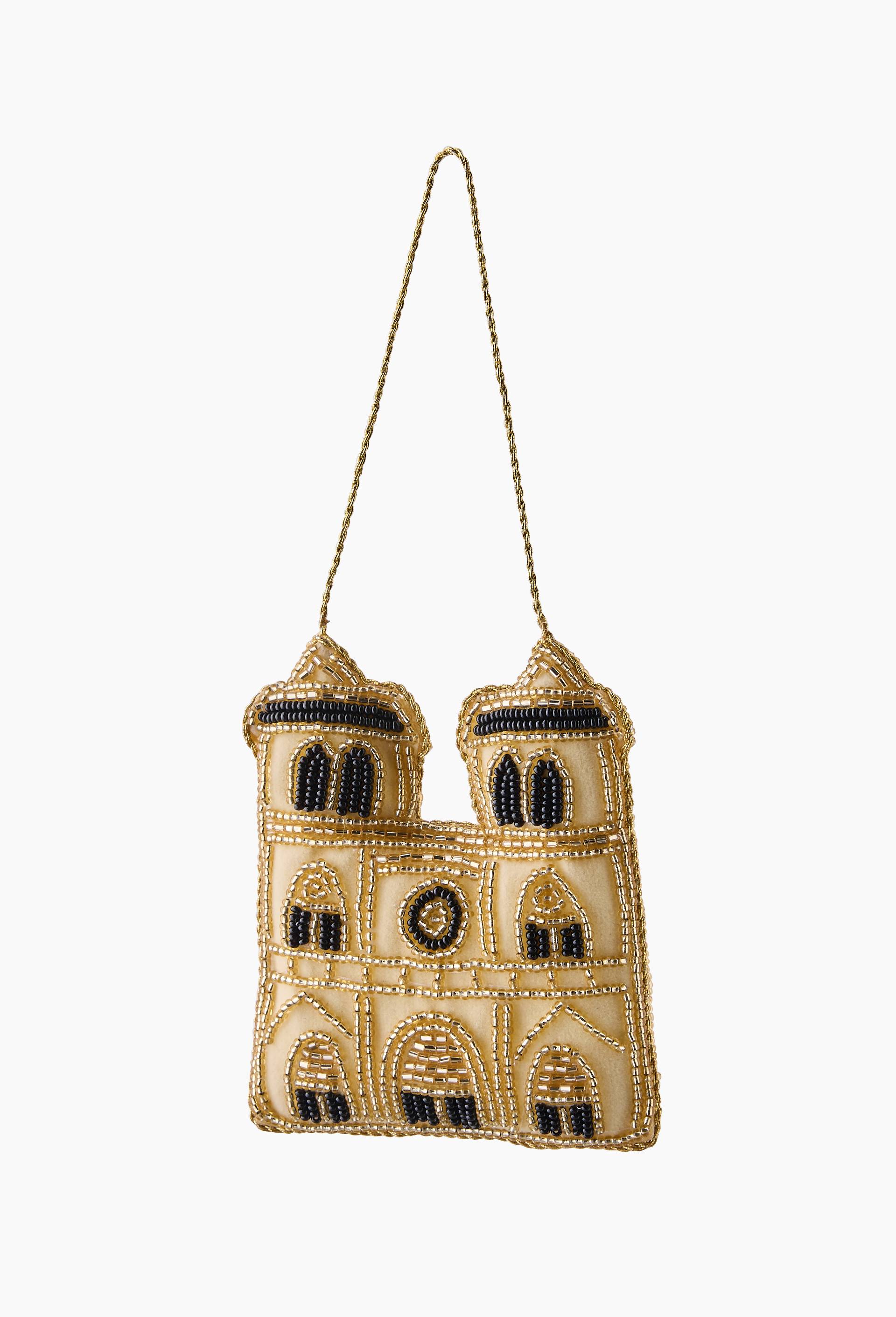 Ornement Notre Dame,  H10cm, en tissu, Or, large image number 1.0