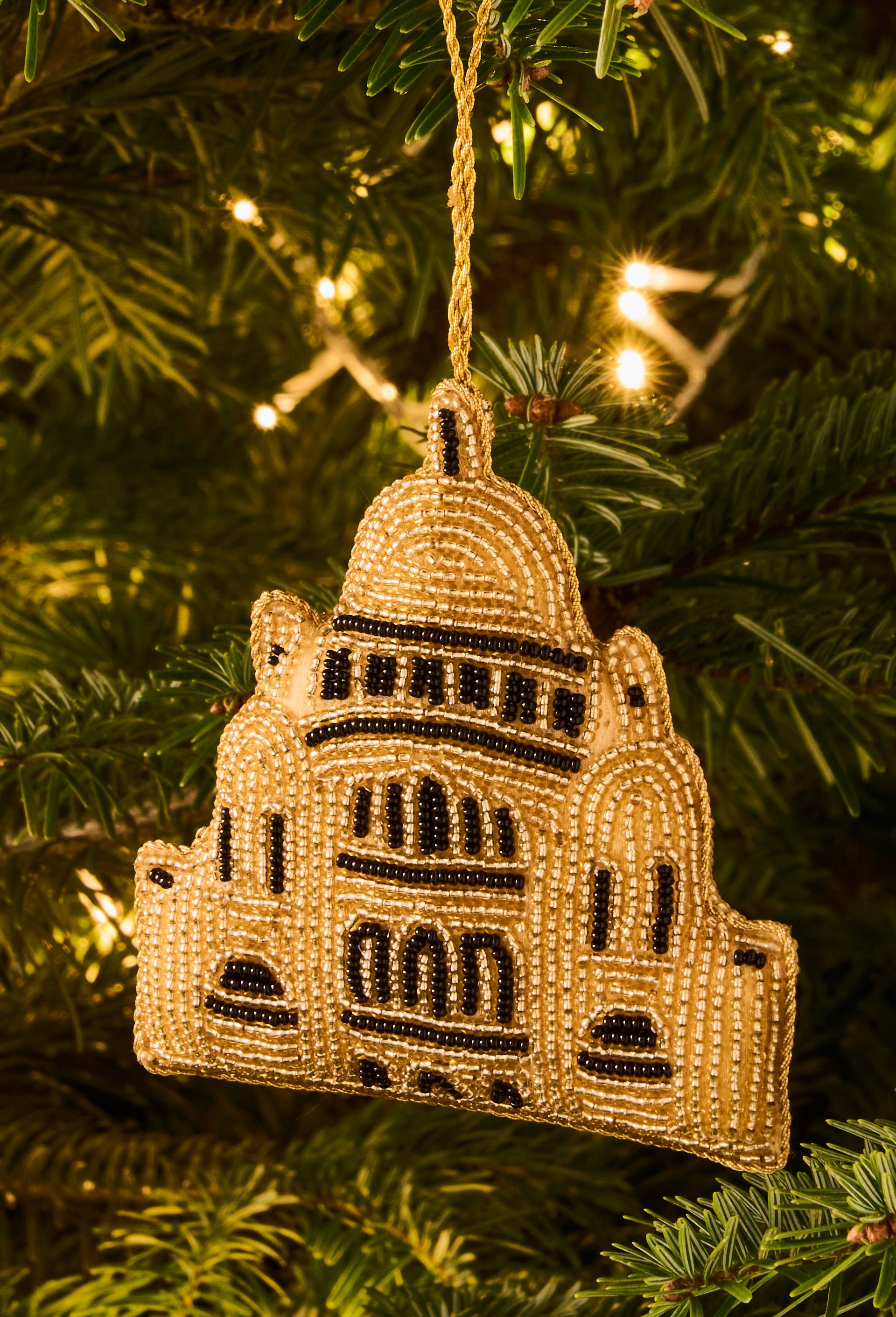 Ornement Sacr&eacute; coeur, 10cm, en tissu, Or, large image number 0