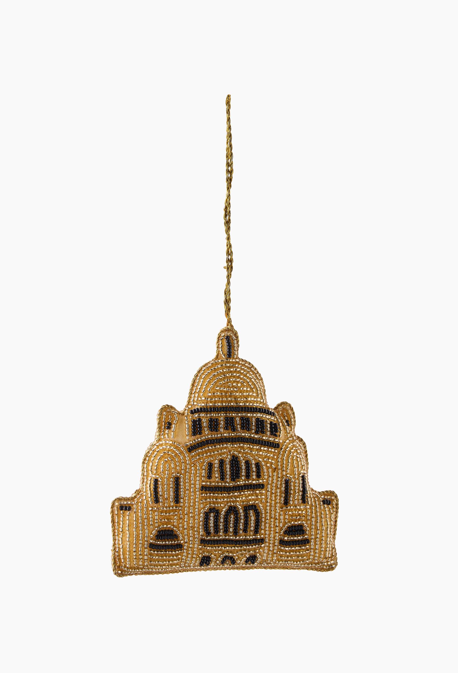 Ornement Sacr&eacute; coeur, 10cm, en tissu, Or, large image number 1.0