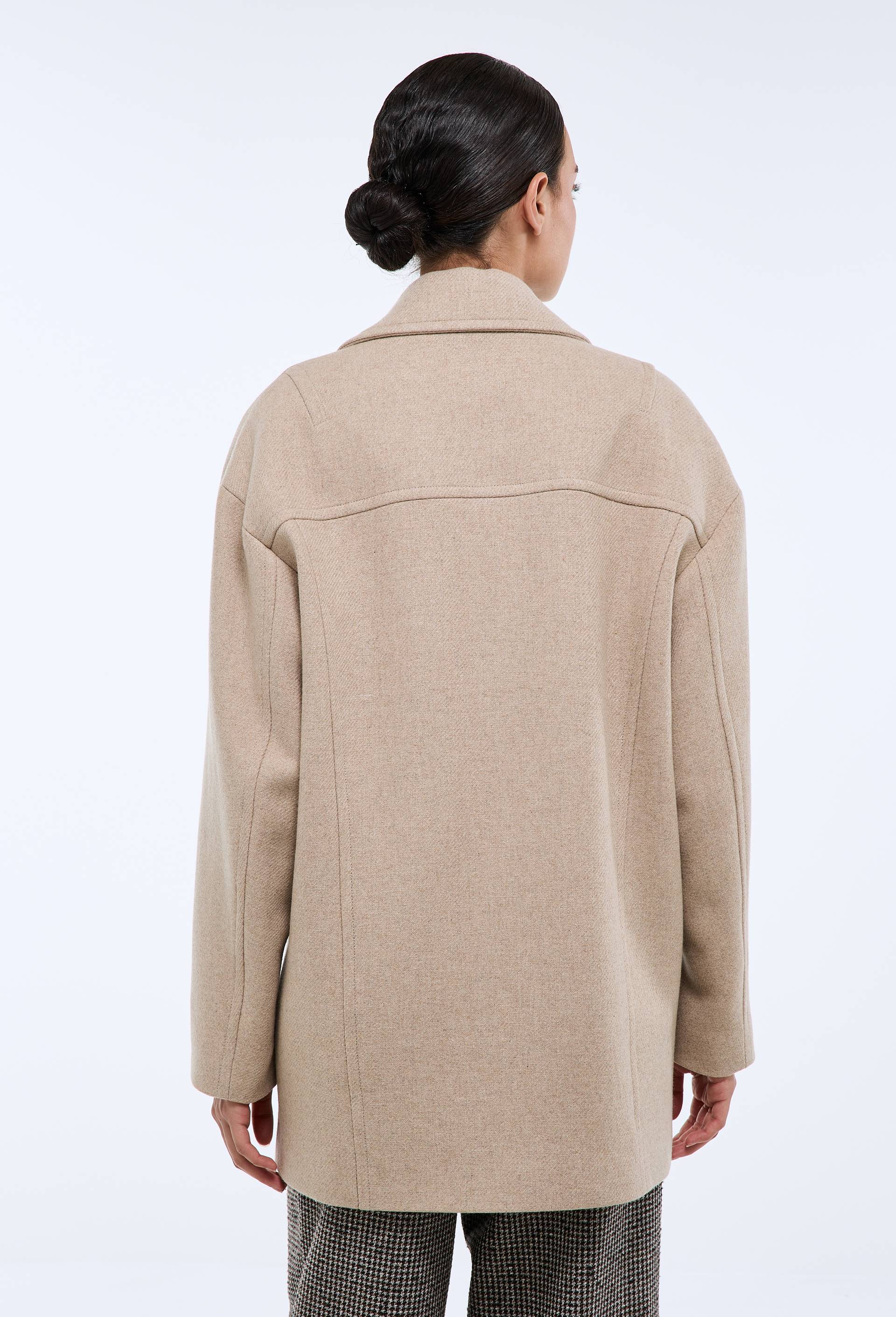 Caban uni contenant de la laine, Beige, large image number 4