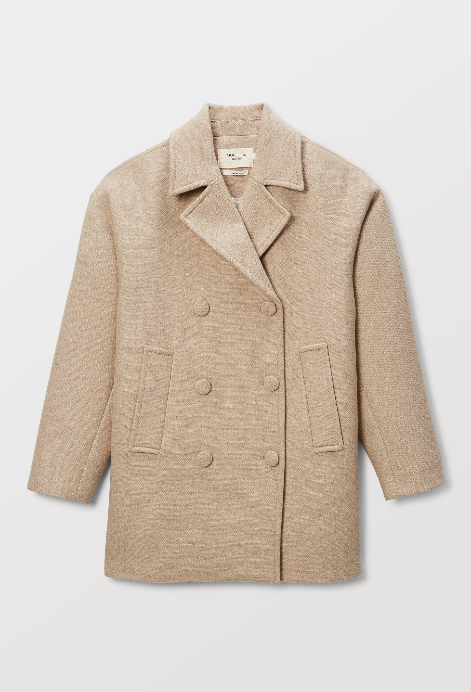 Caban uni contenant de la laine, Beige, large image number 5