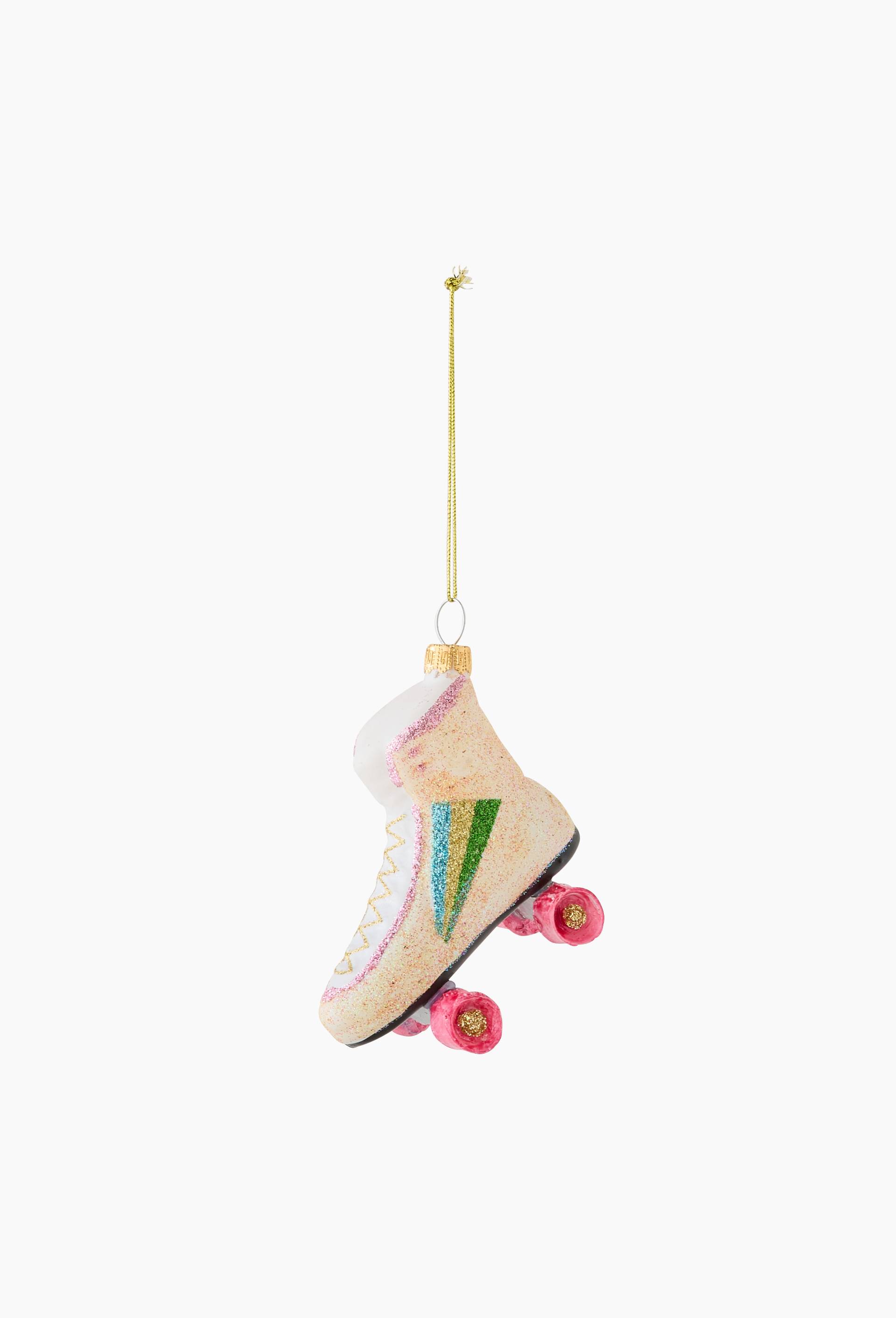 Ornement roller , 8cm, en verre, Rose fonc&eacute;, large image number 1