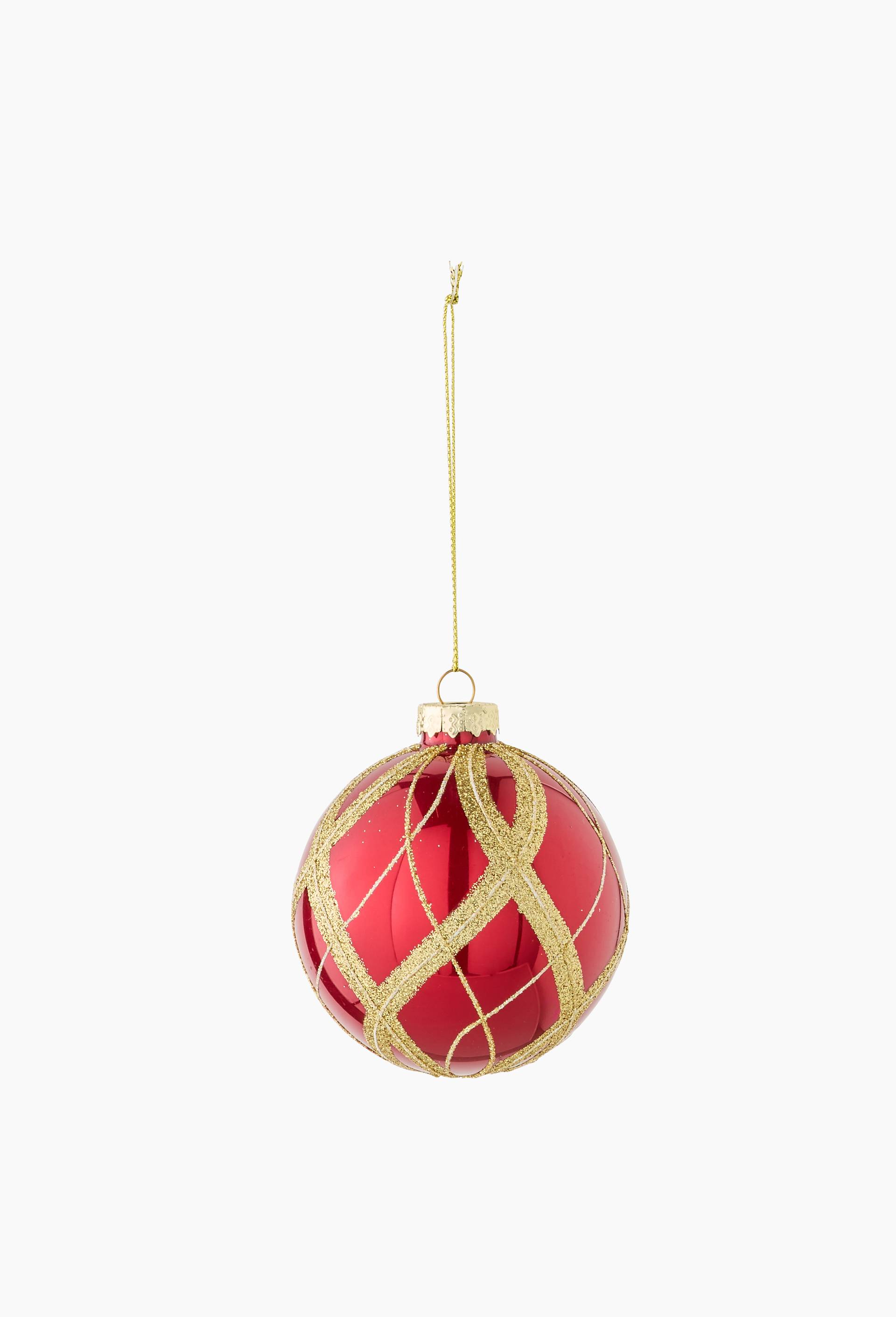 Boule d&eacute;coration, 8cm, en verre, Rouge, large image number 1