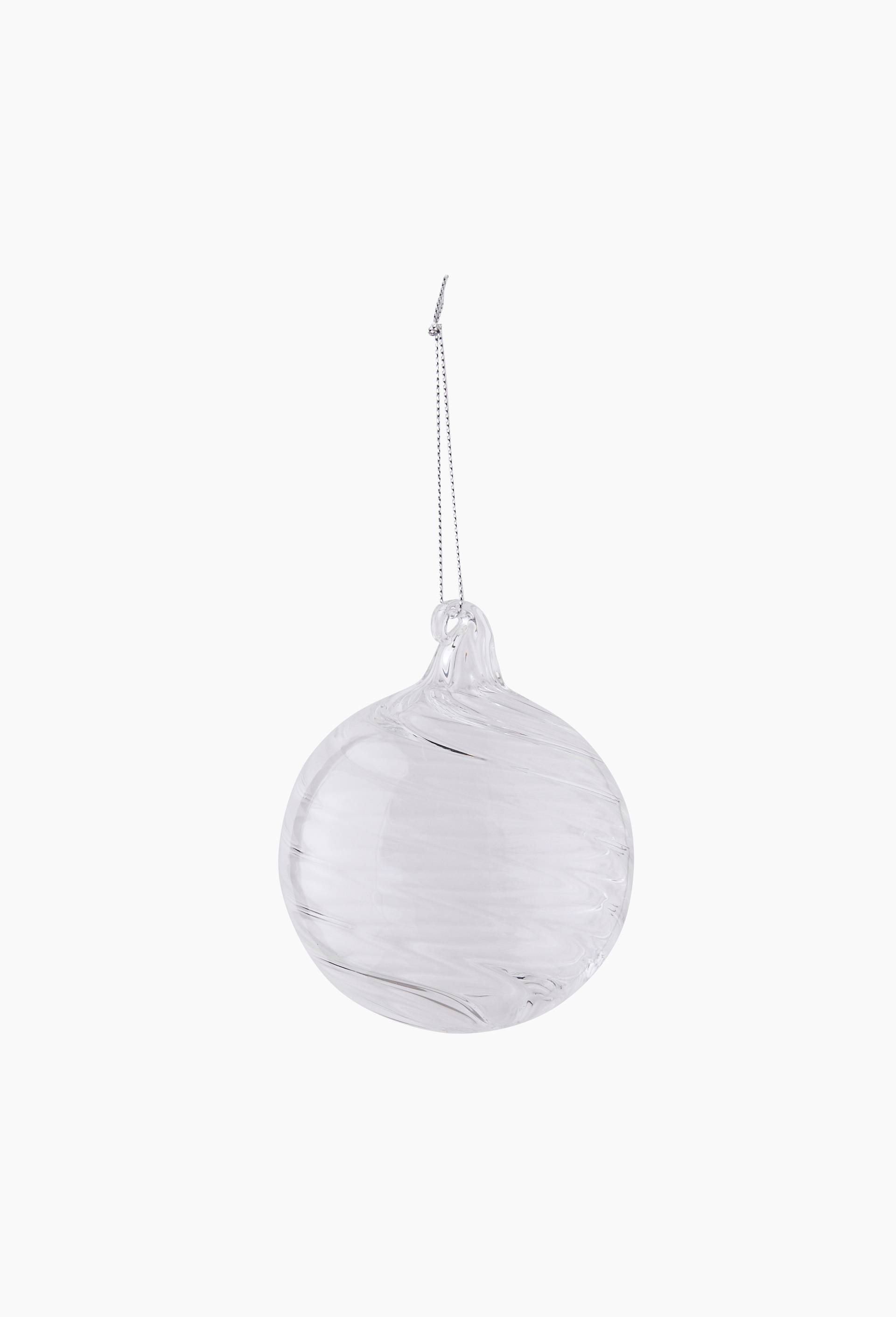 Boule twist&eacute;, 8cm, en verre, Jaune fonc&eacute;, large image number 1