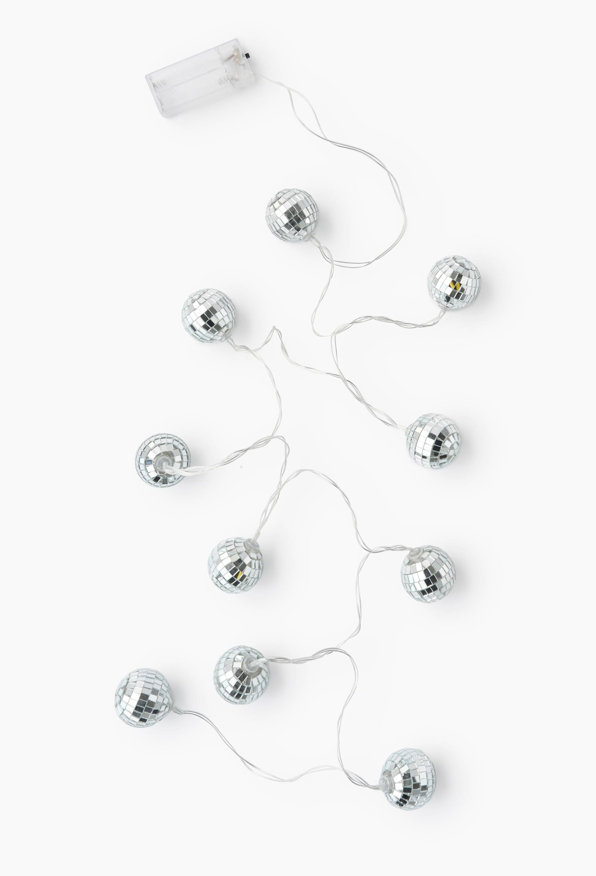 Guirlande boules disco, 4x180cm, en verre, Argent, large image number 1.0