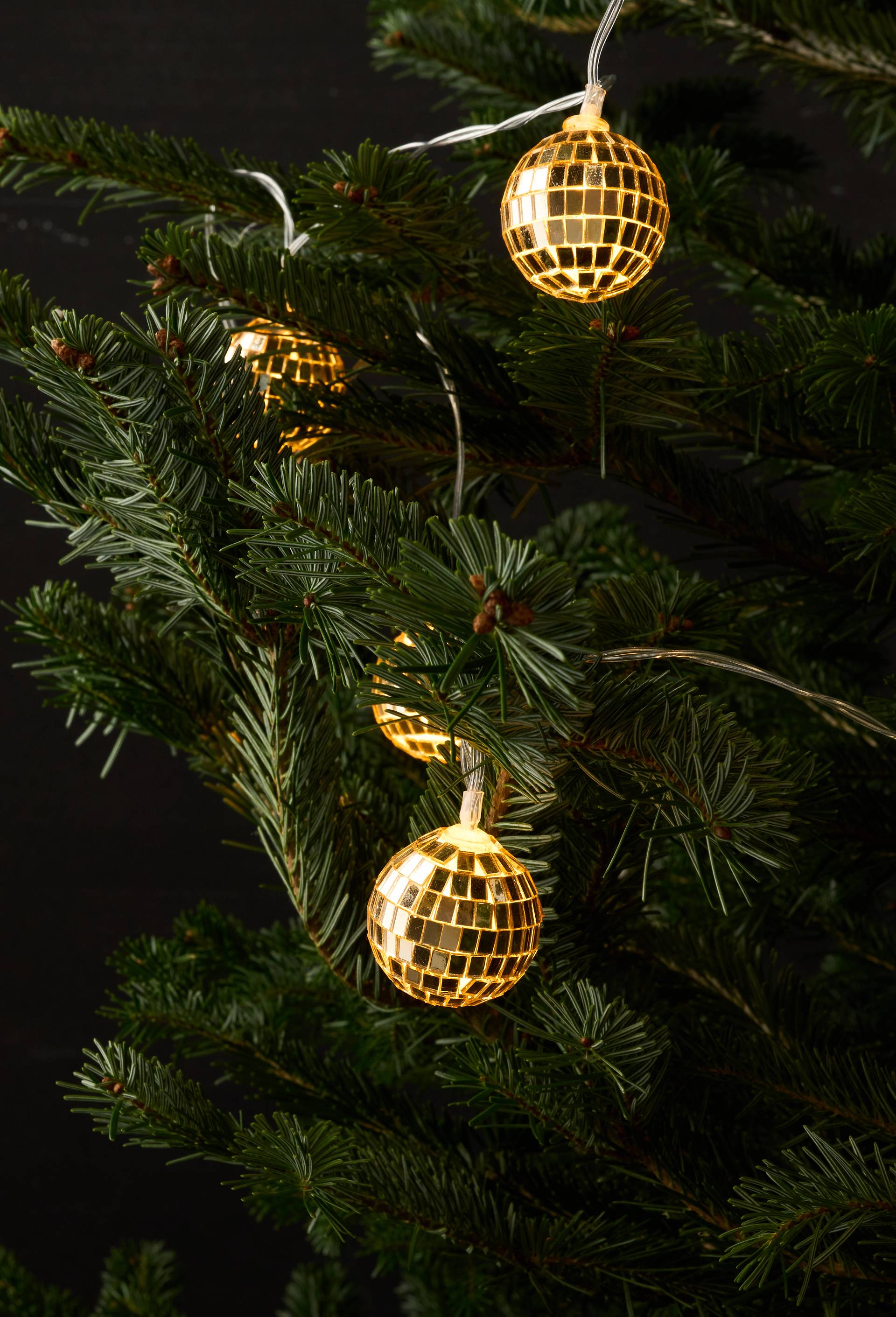Guirlande boules disco, 4x180cm, en verre, Or, large image number 0
