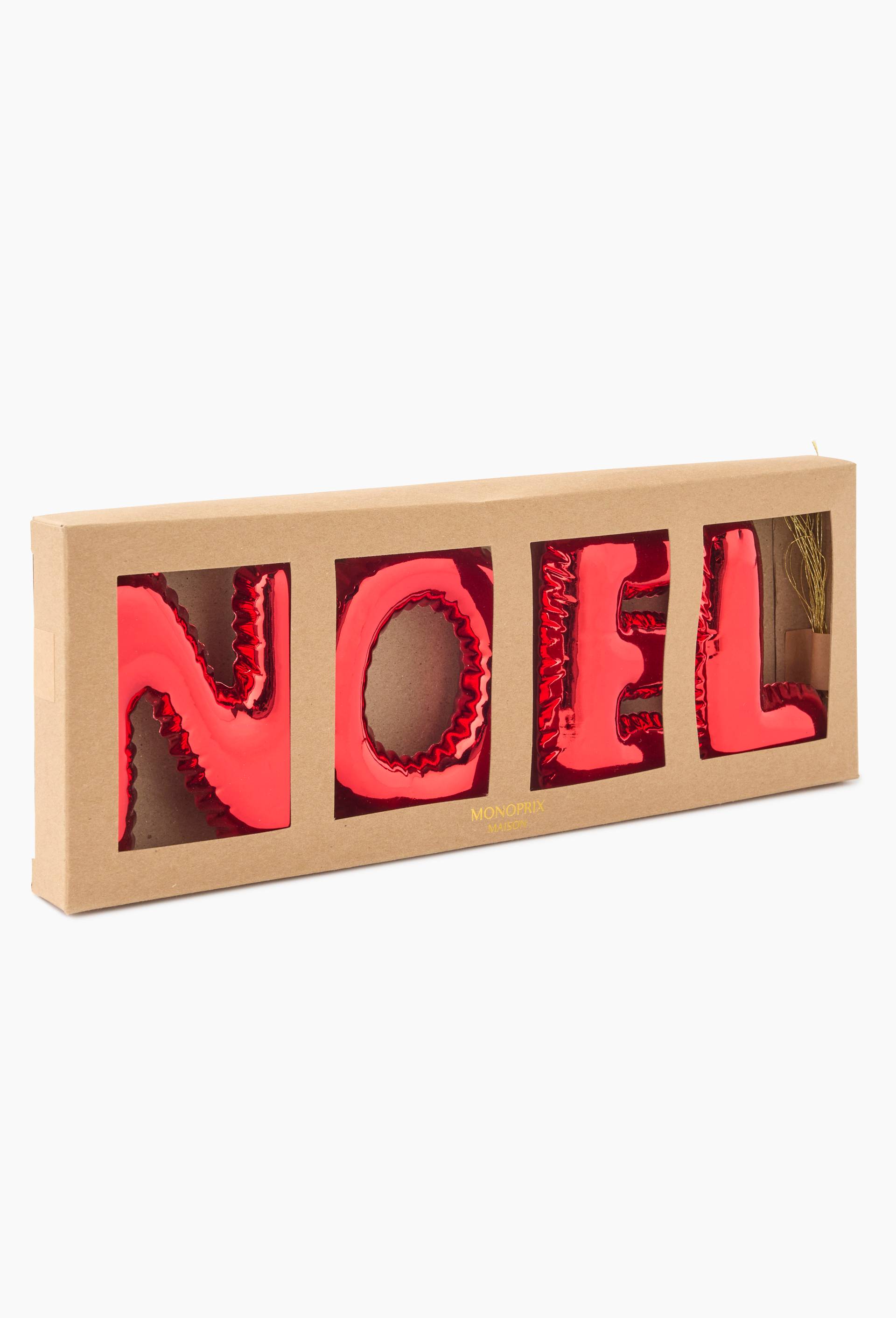 Ornement lettres  NOEL, 11cm, en plastique, Rouge, large image number 1