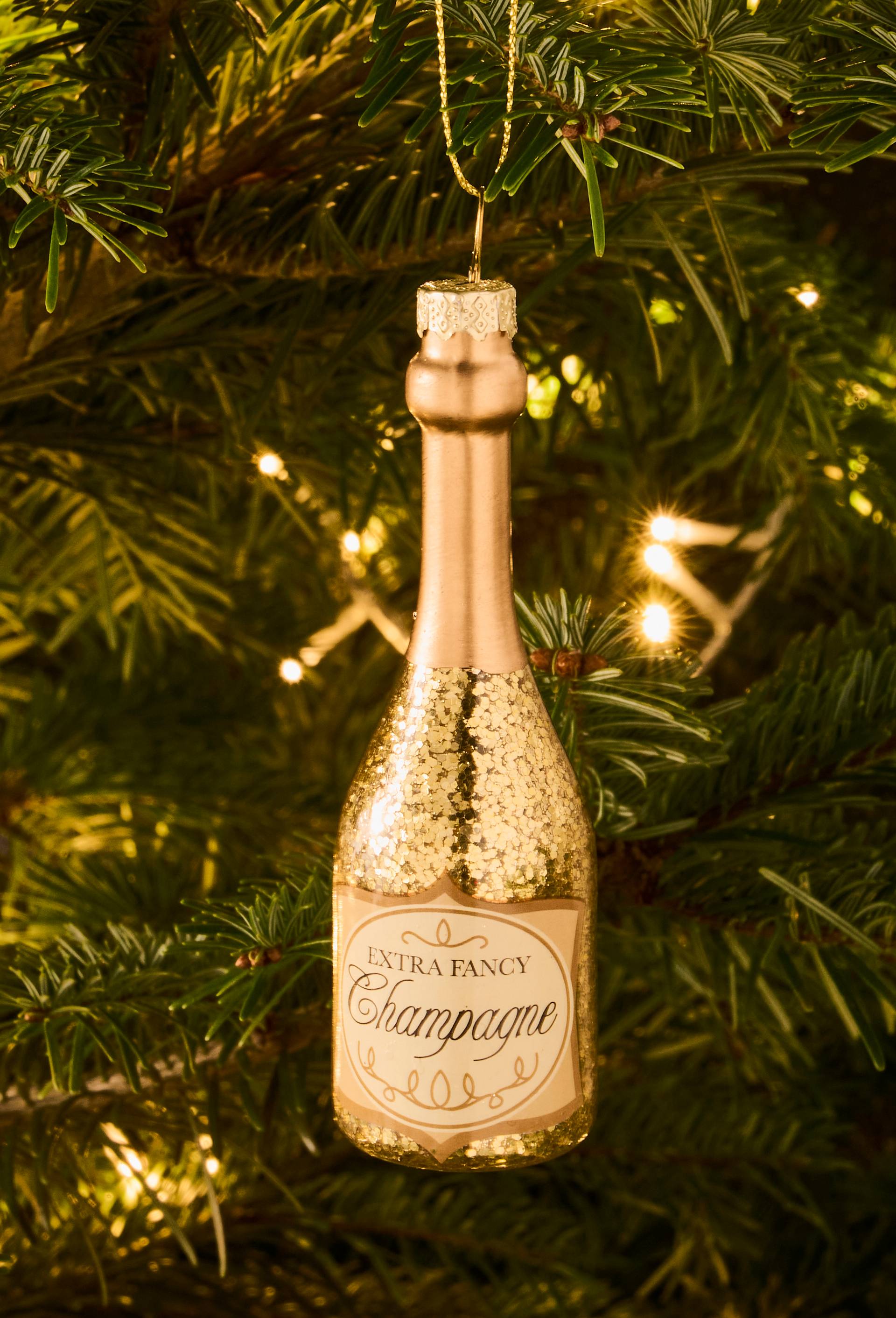 Ornement, bouteille de champagne, en verre, Or, large image number 0