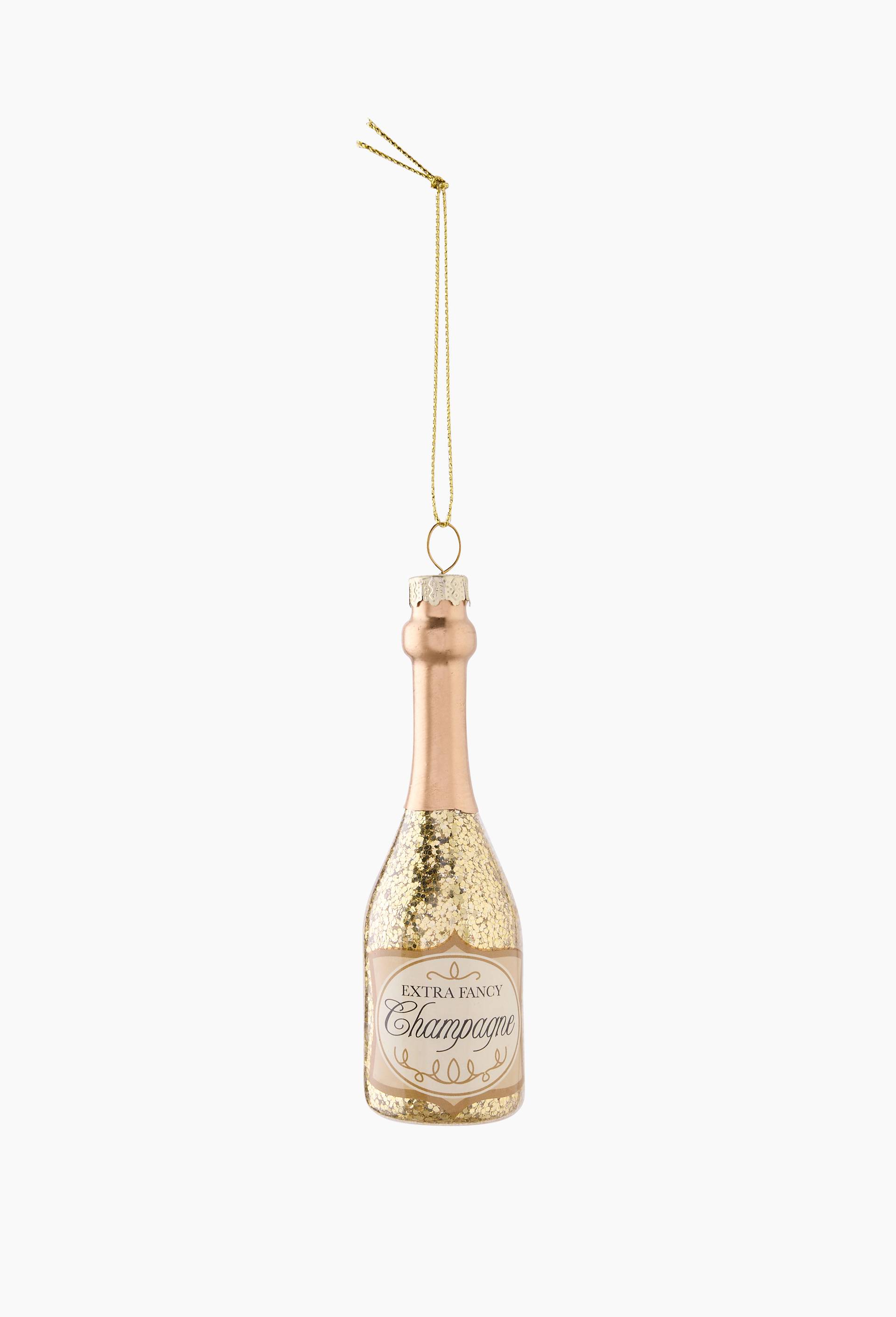 Ornement, bouteille de champagne, en verre, Or, large image number 1.0