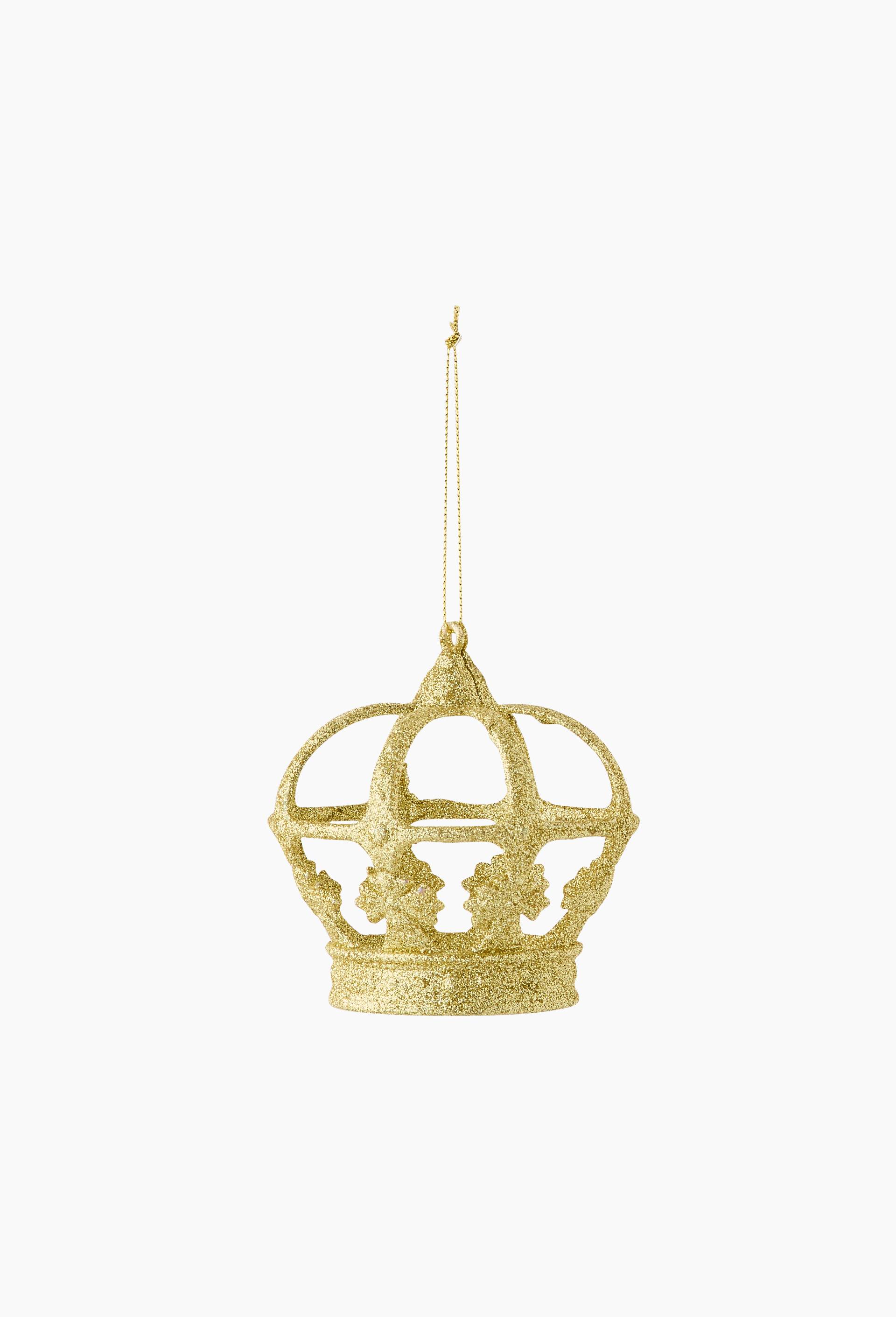 Ornement couronne, 9,5cm, en plastique, Or, large image number 1