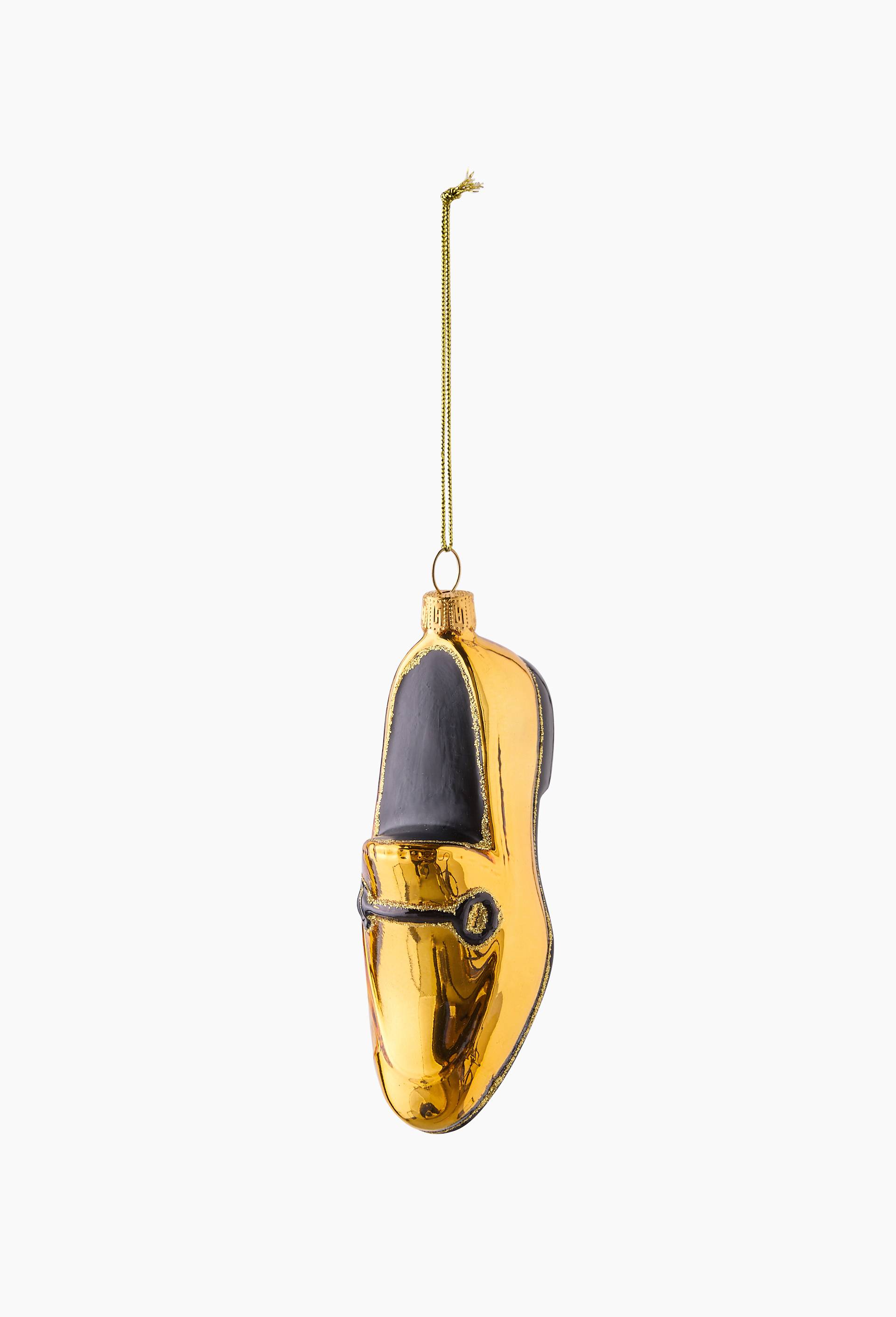 Ornement mocassin, 12cm, en verre, Or, large image number 1
